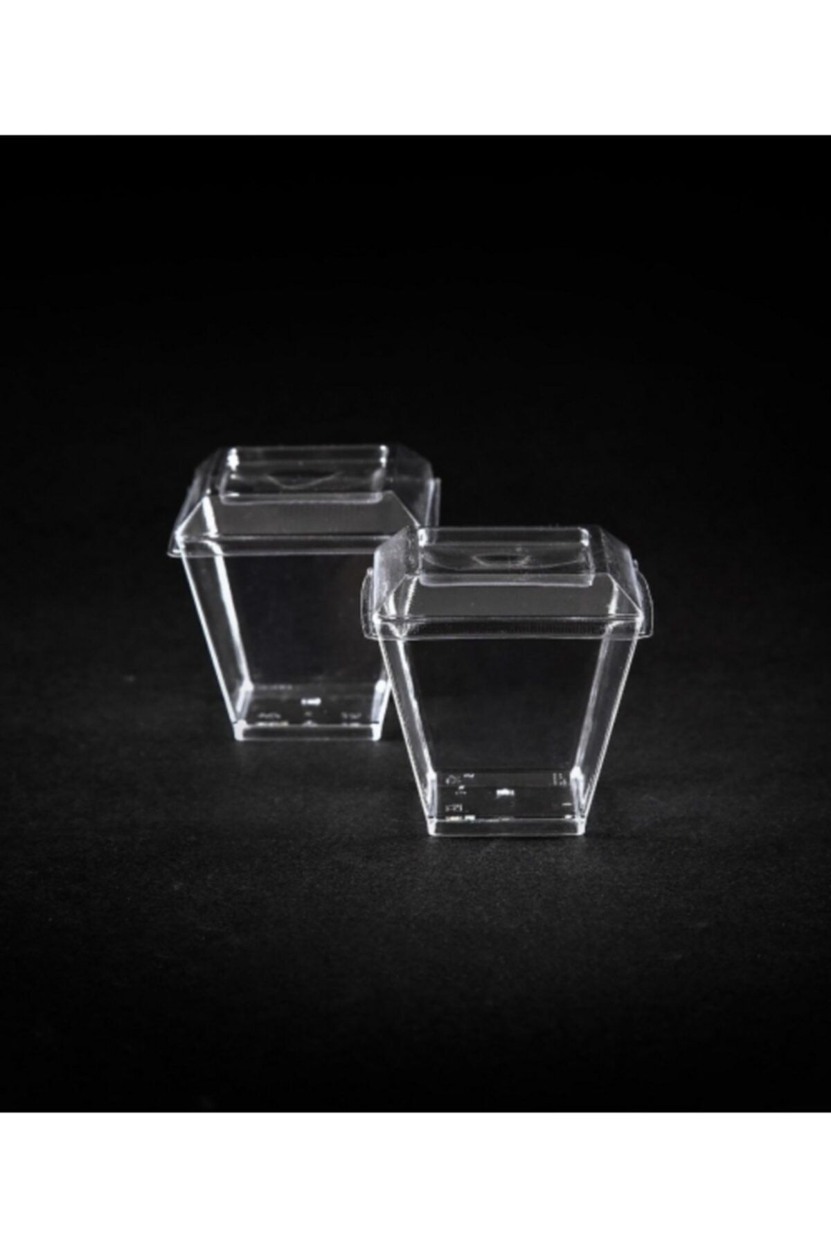 Kristal Plastik Akrilik Prizma Kübik Kase 120cc 24 Adet - Kapaklı
