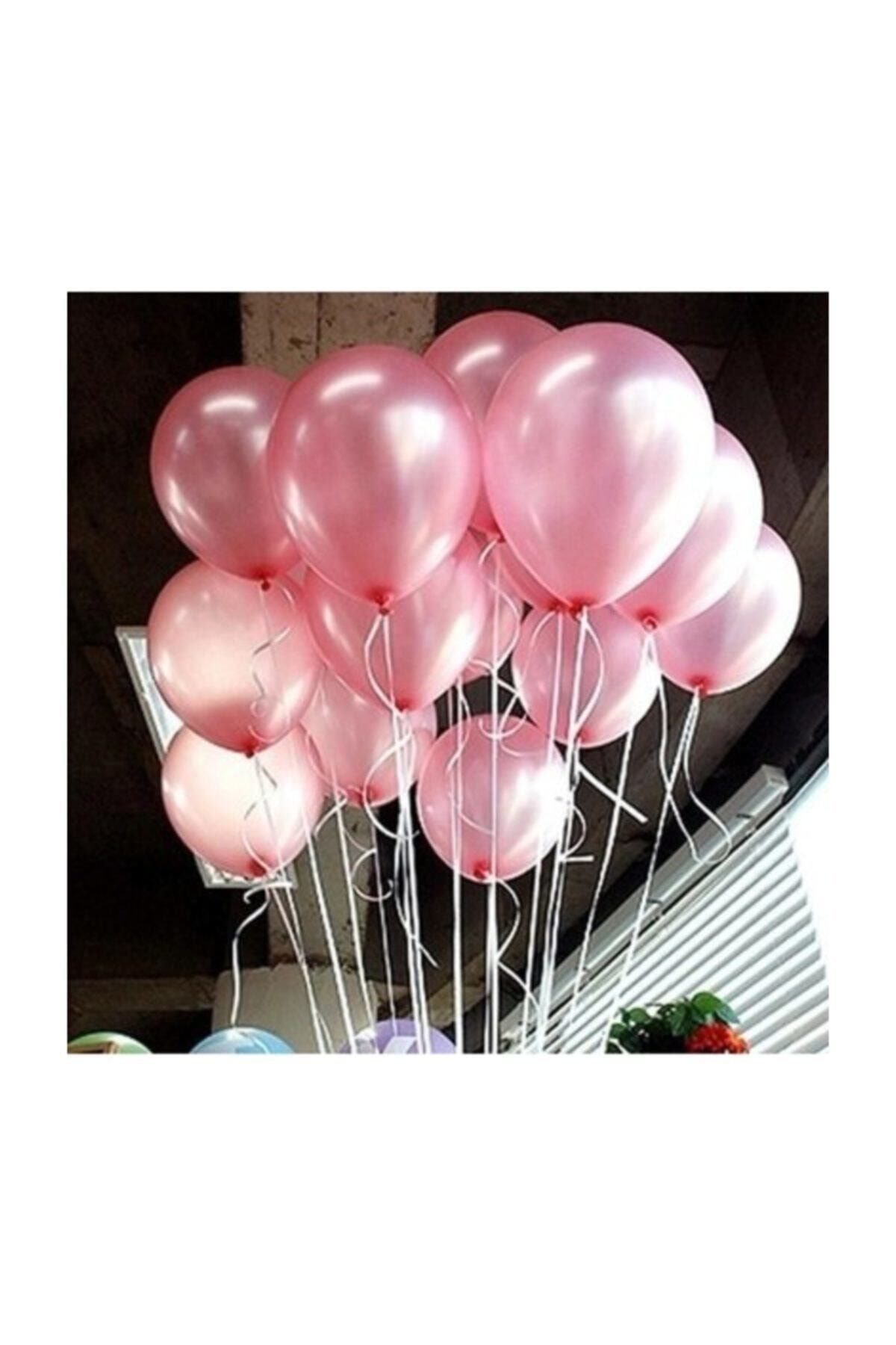 TATLI GÜNLER Parti Dolabı 20 Adet Metalik Şeker Pembe Balon Doğum Günü Helyumla Uçan