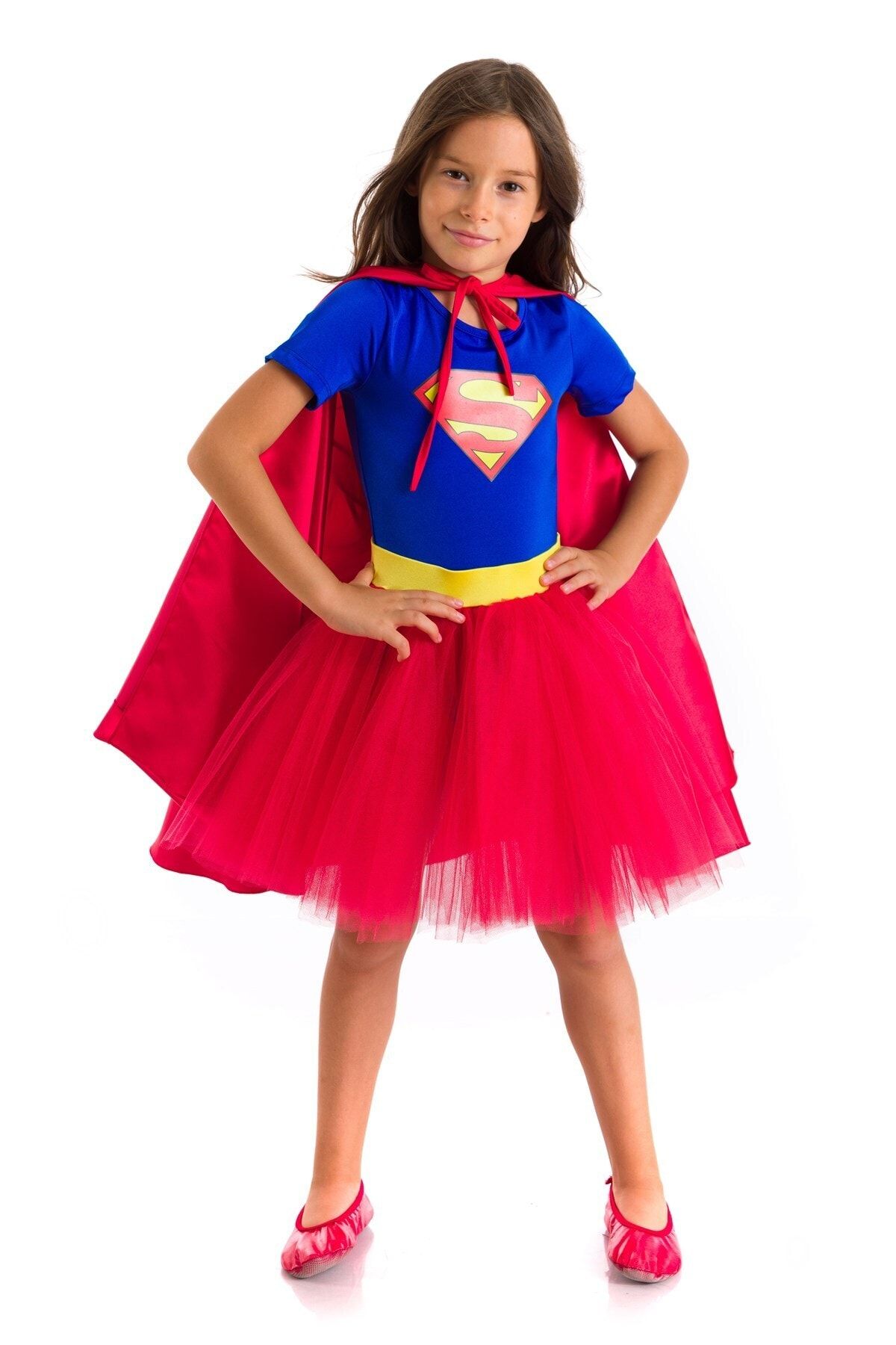 Tameris Kostüm Halloween Cadılar Bayramı Süpergirl Kostümü Kısa Kollu