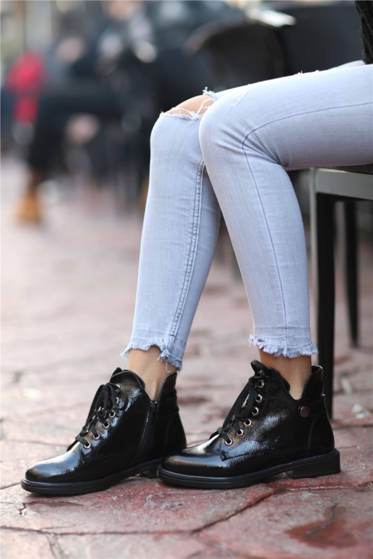 Cömert Ayakkabı Vivia Kadın Bot Siyah Kırışık