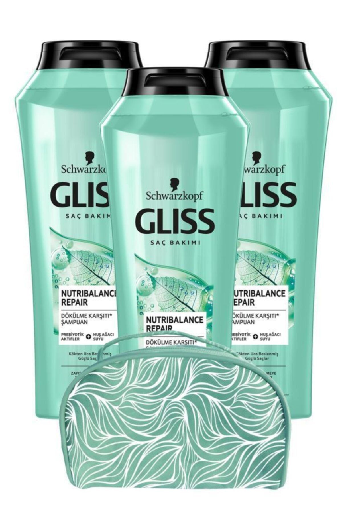 Gliss Nutribalance Şampuan 500 ml X3 Adet+makyaj Çantası