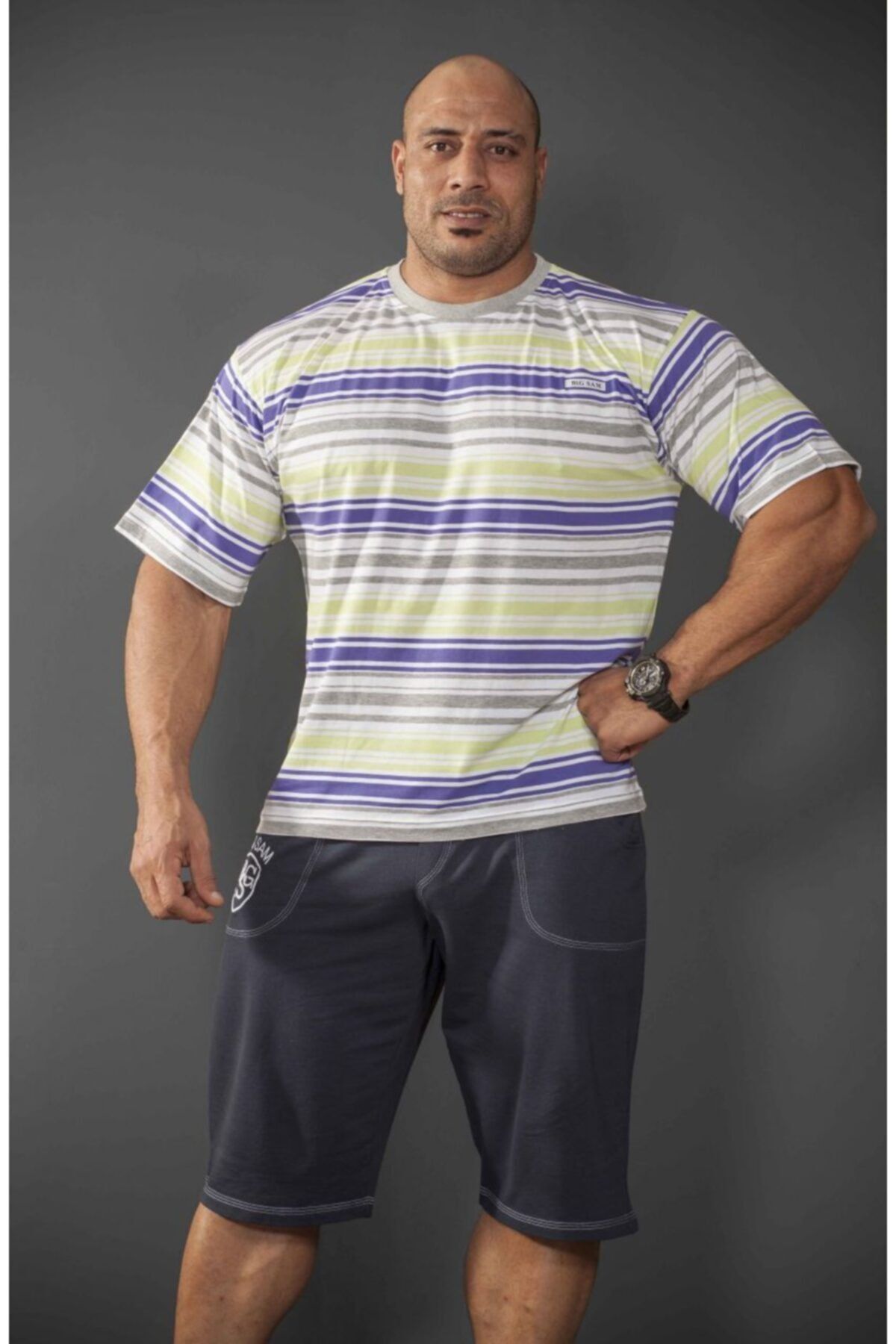 Big Sam Renkli Çizgili Tişört 2595