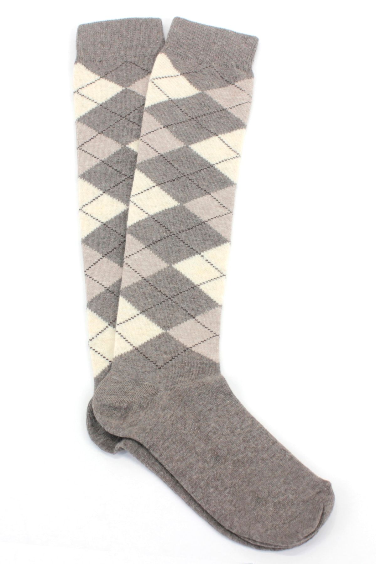 Hane14 Dream Ekoseli Pamuklu Diz Altı Çorap Kahverengi