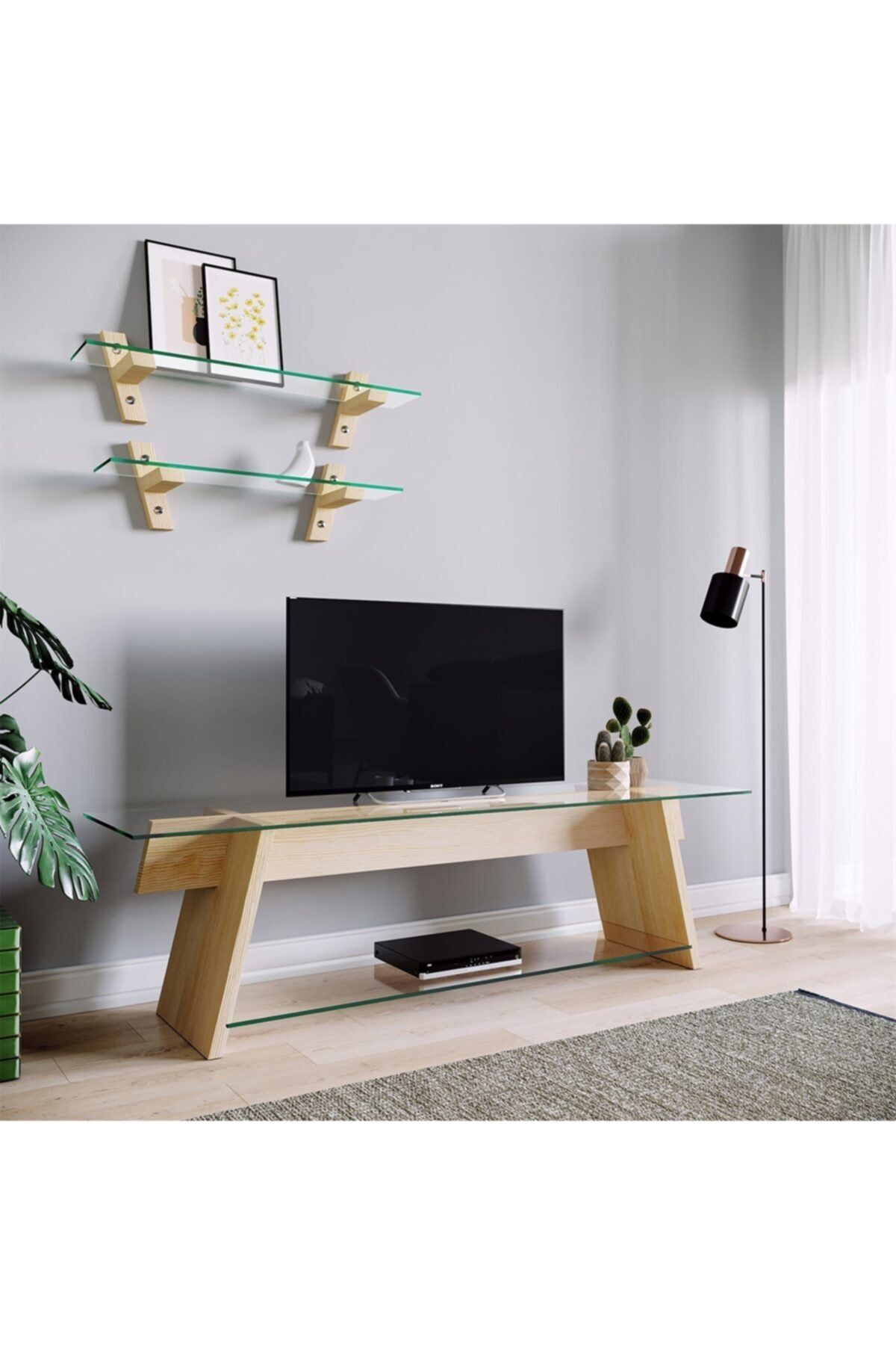NEOstill - Ahşap Tv Sehpası Woodn Glass Tv204