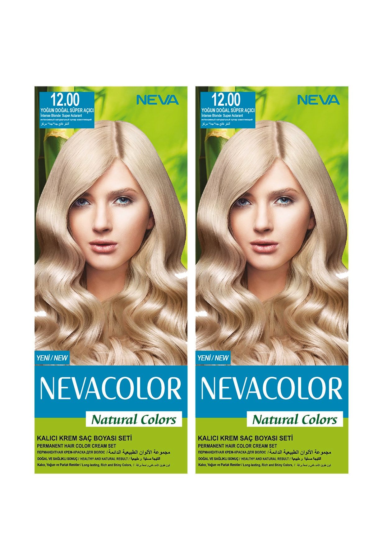 NEVA KOZMETİK Natural Color Saç Boyası 12.00 Yoğun Doğal Süper Açıcı 2 'li Set