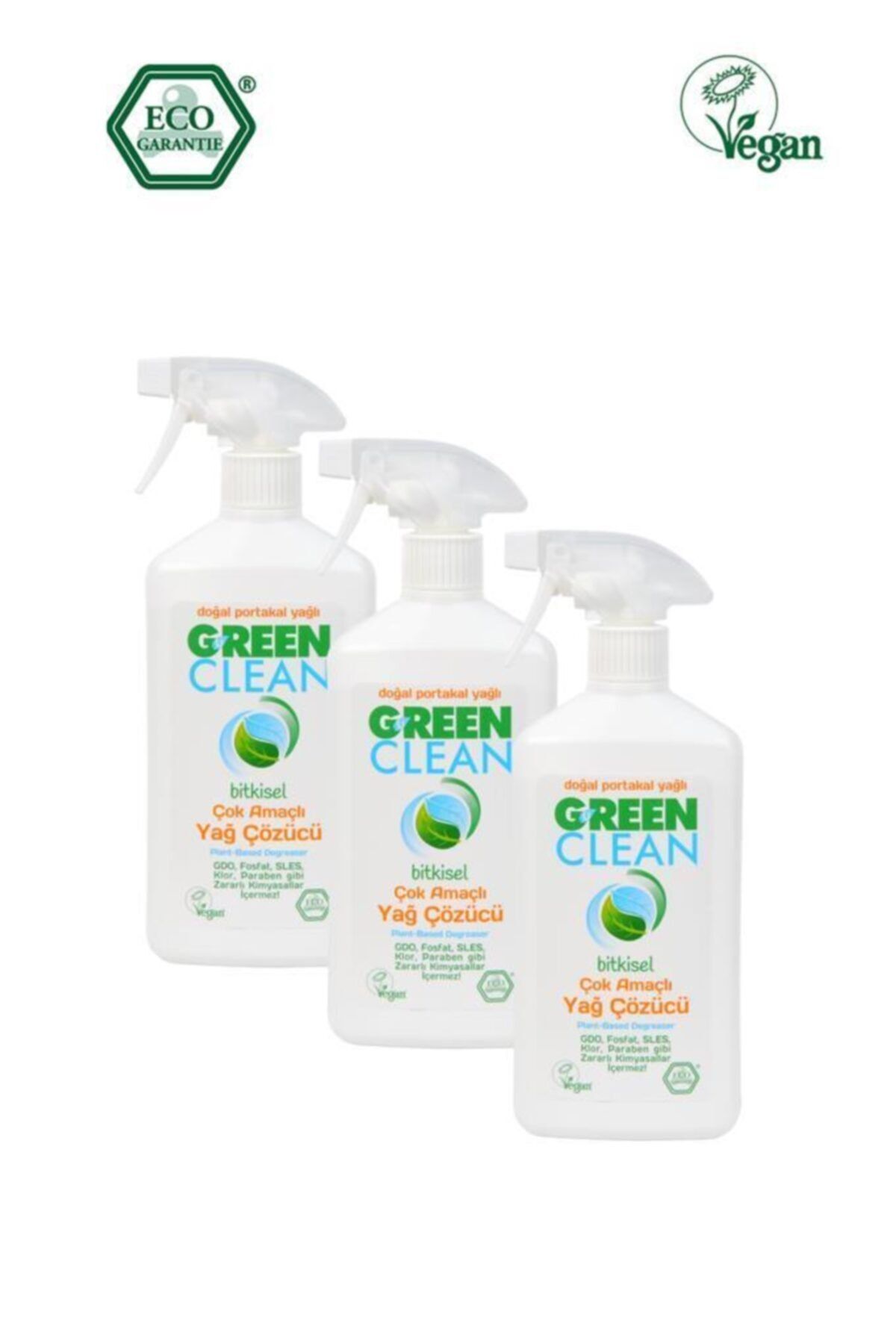 U Green Clean Organik Portakal Yağlı Çok Amaçlı Yağ Çözücü 500 ml 3 Lü Set