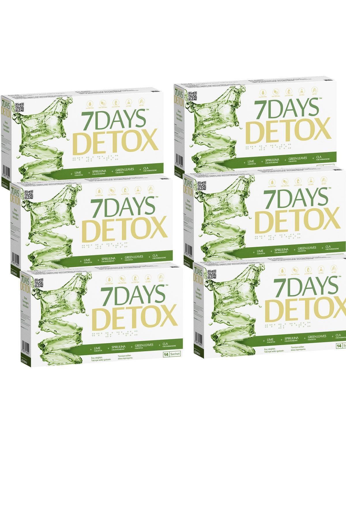 7DAYS 7 Days Detox - Spirulina Cla Yeşil Çay Ve Lime - 14 Saşe X 6 Kutu