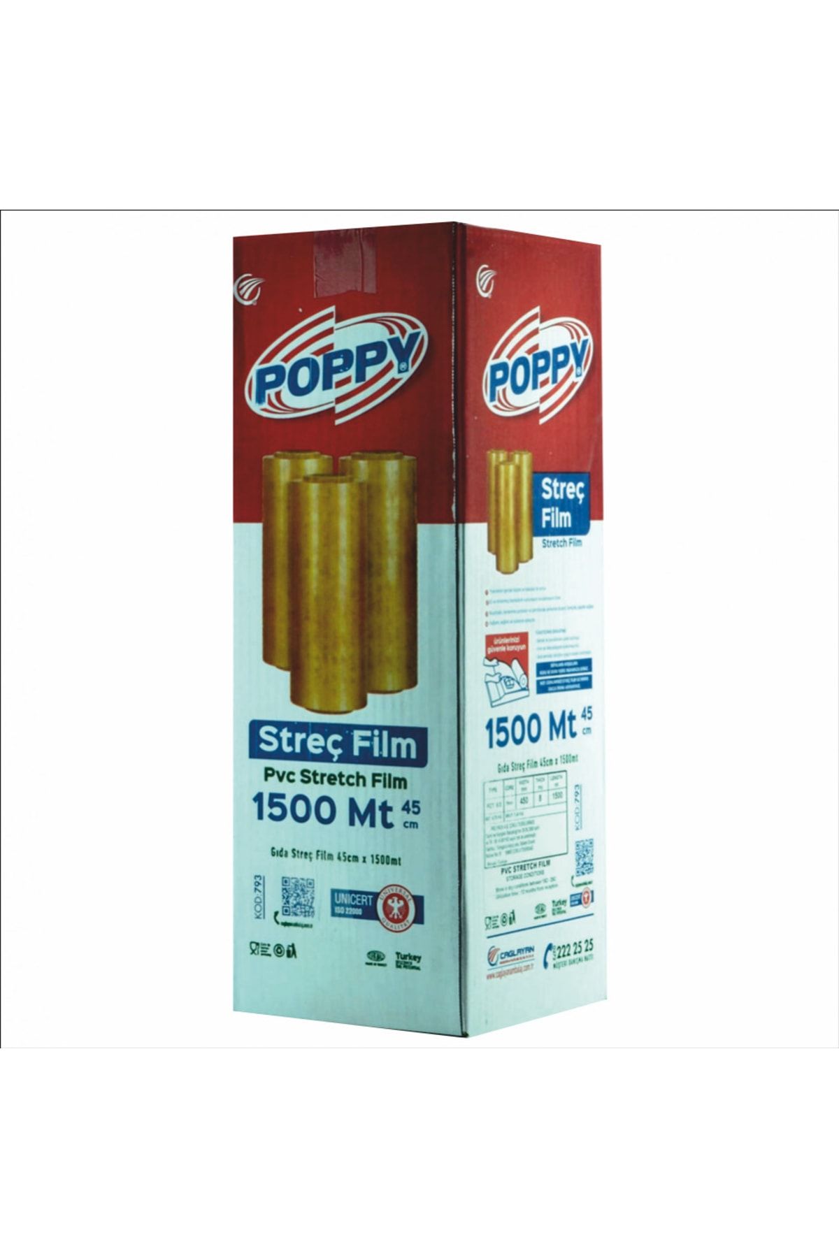 Poppy Streç Film 45cm 1500mt 8 Mikron 1 Adet
