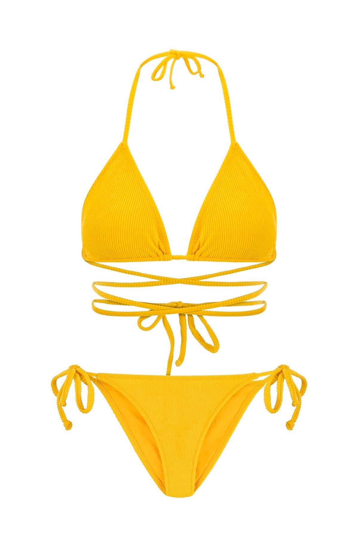 Aquella Havlu Sarı Üçgen Bikini Takım