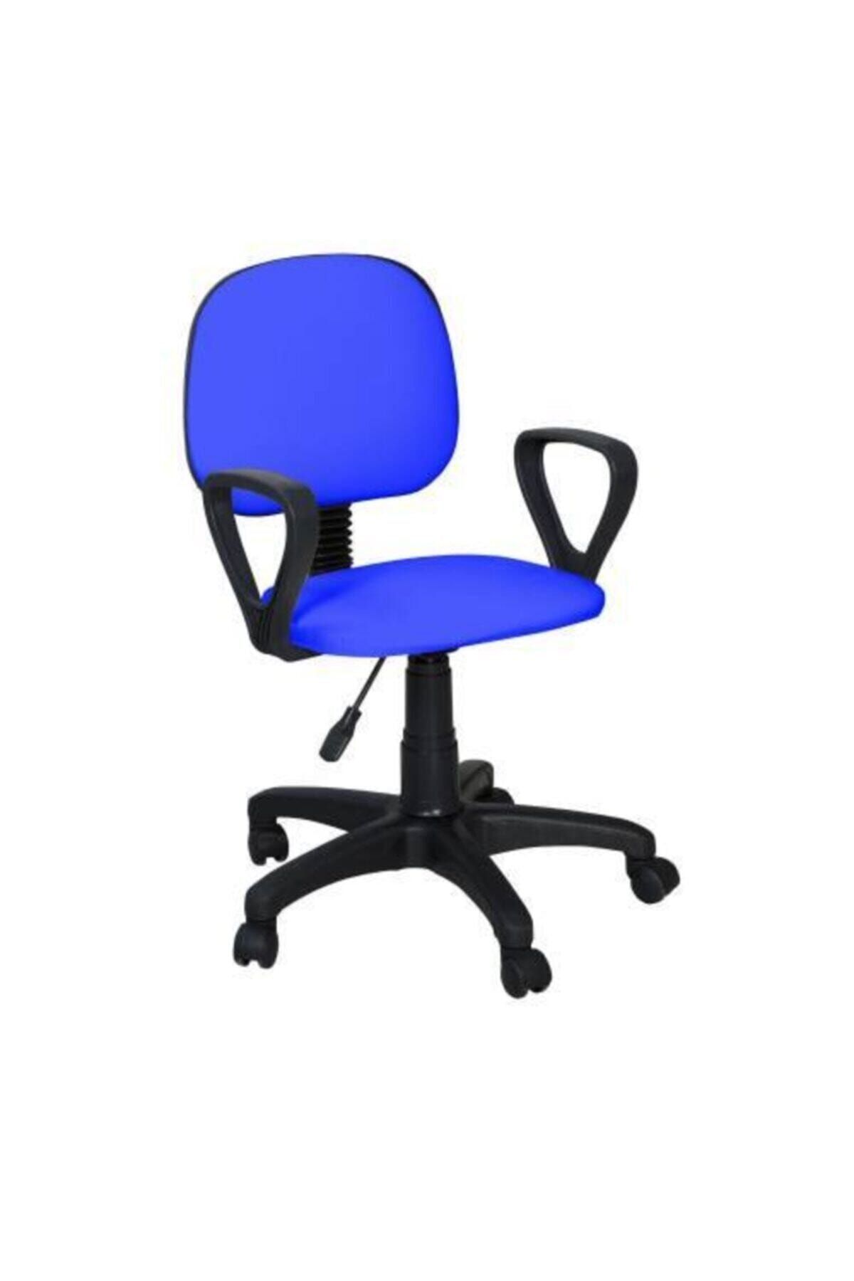 Boss Concept Boss Deri Ofis Sandalyesi Sekreter Koltuğu Bilgisayar Koltuğu Kollu Çalışma Taburesi Mavi