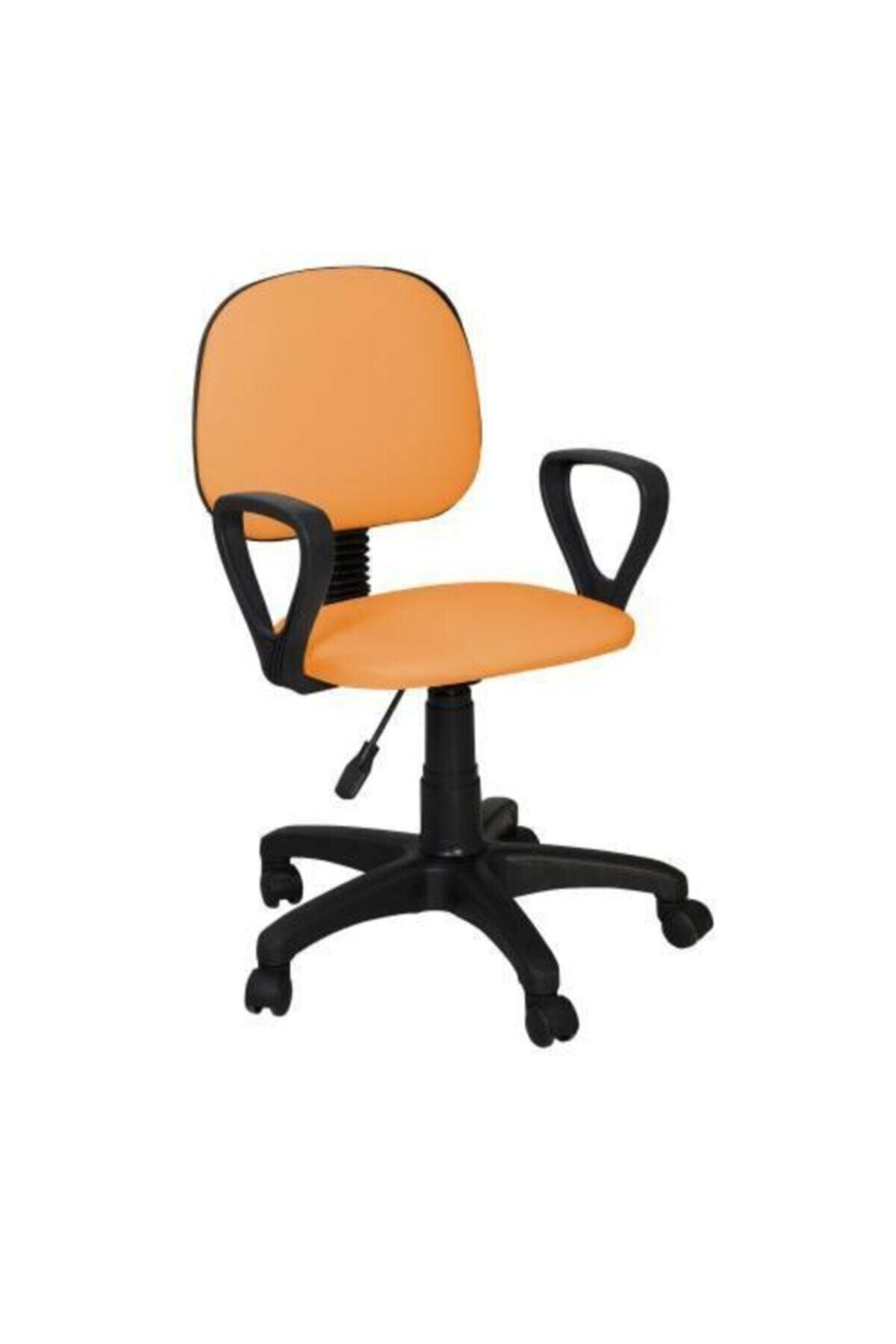 Boss Concept Boss Deri Ofis Sandalyesi Sekreter Koltuğu Bilgisayar Koltuğu Kollu Çalışma Taburesi Turuncu