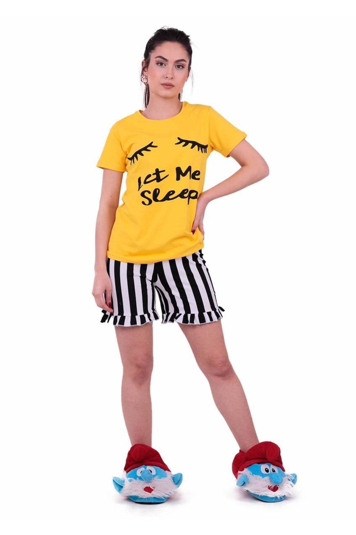 Genel Markalar Mlvx Kadın Şortlu Pijama Takımı 3601 Kod/renk: Sarı Blsm