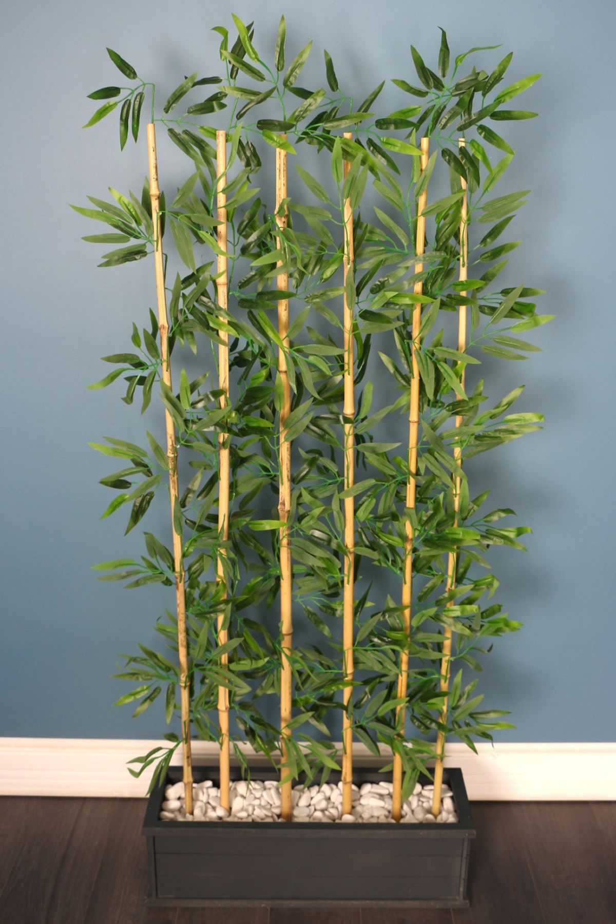 Yapay Çiçek Deposu Islak Yapraklı 6 Çubuklu Gri Saksıda Bambu Seperatör (20x70x170cm)