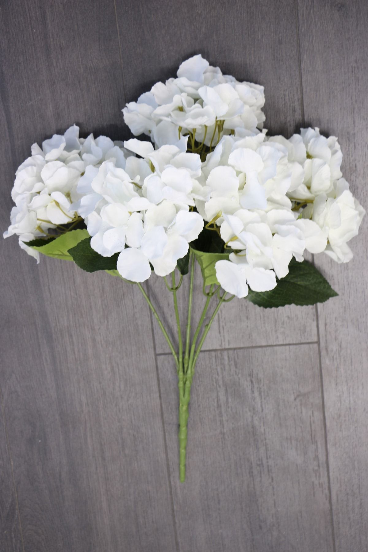 Yapay Çiçek Deposu Yapay Çiçek Jumbo 5 Dal Ortanca Demeti Beyaz
