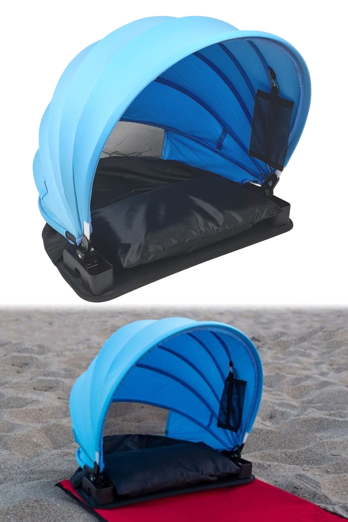 Binbirreyon Katlanabilir Plaj Güneşlik Tente Kişisel Güneşlik Yastıklı Çantalı 50cm Fc009