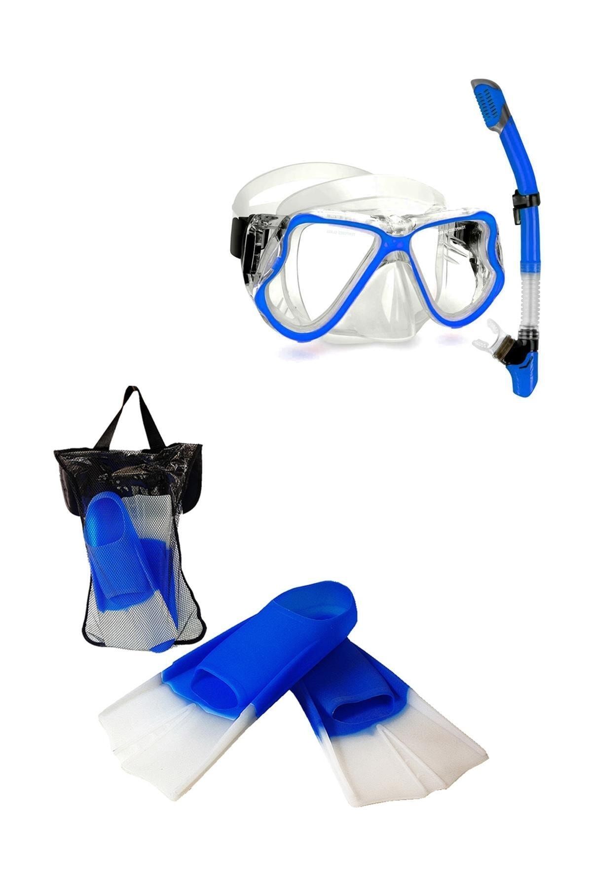 Avessa Premium Çocuk Dalış Seti Şnorkel Set Mavi & Palet Mavi (30-32)