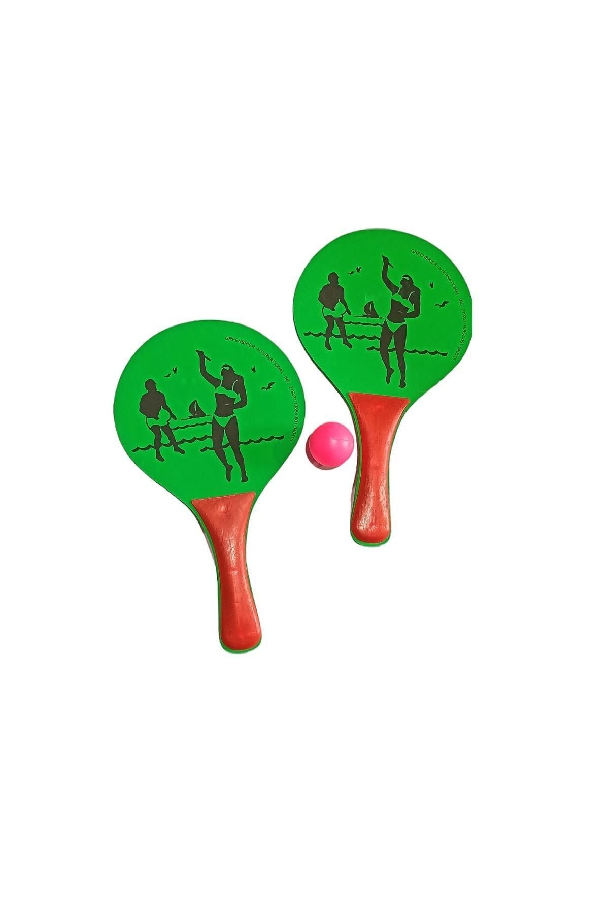 Avessa Plaj Tenis Raket Seti Çocuk Boy (2 Raket 1 Top) Yeşil - Kırmızı