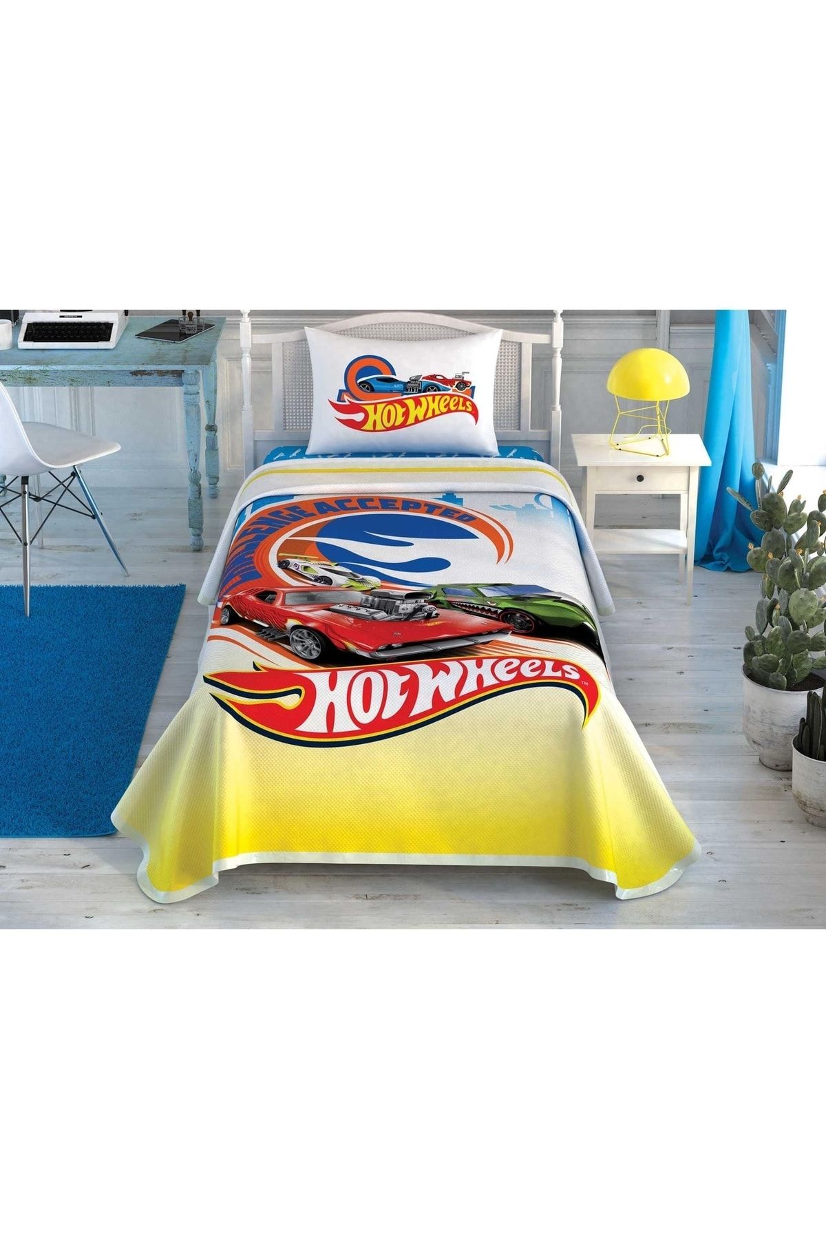 Taç Hot Wheels Race Pamuk Lisanslı Tek Kişilik Pike Takımı