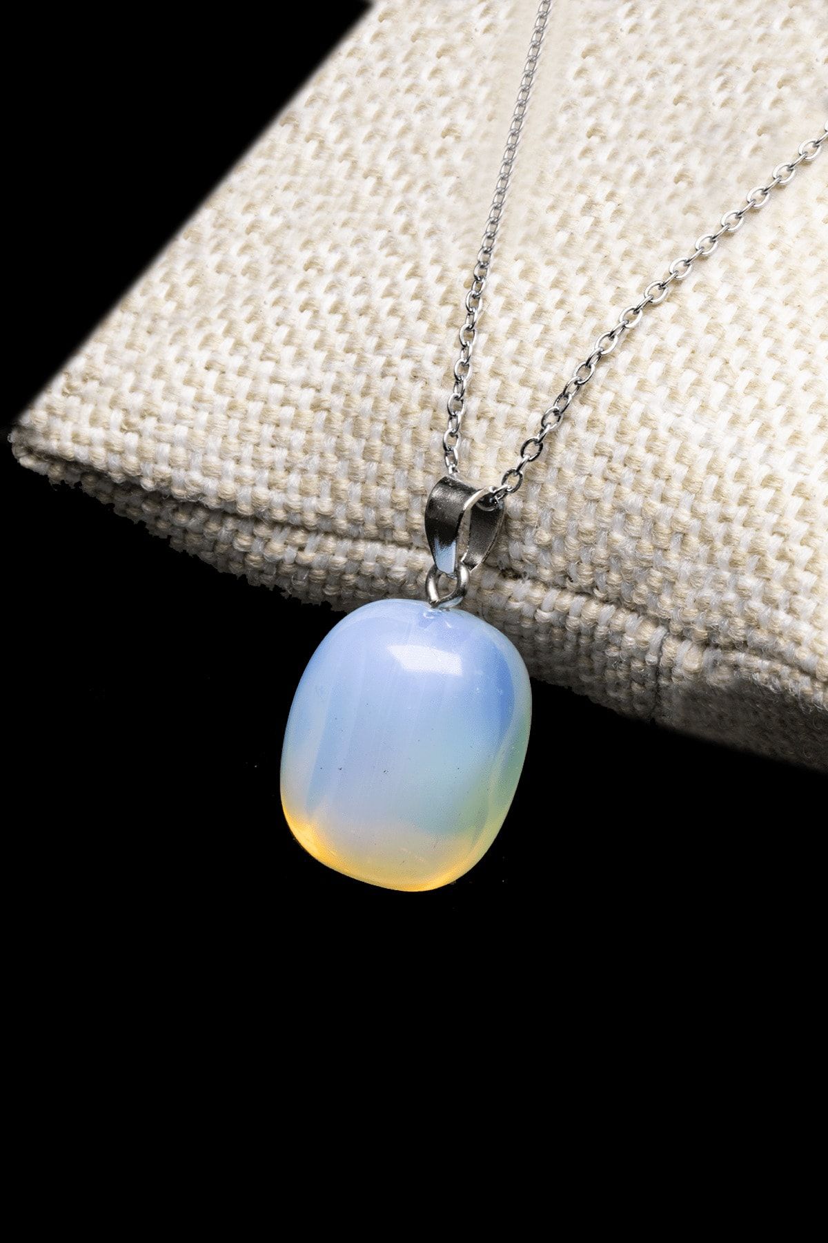 Tesbih Atölyesi Sertifikalı Gümüş Aparatlı Doğal Opal Taşı Kolye