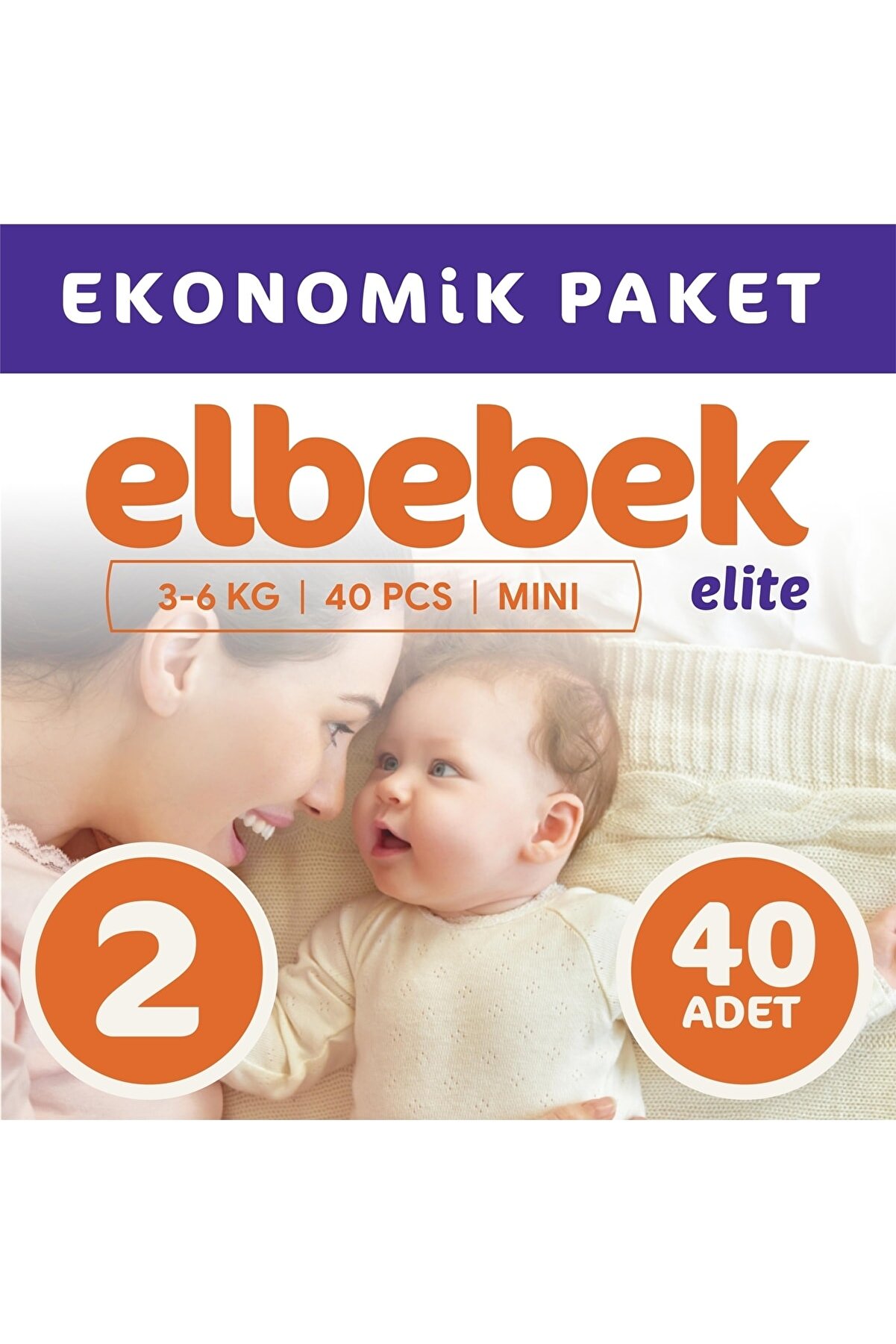 ELBEBEK ELİTE Bebek Bezi 2 Numara Mini 40 Adet