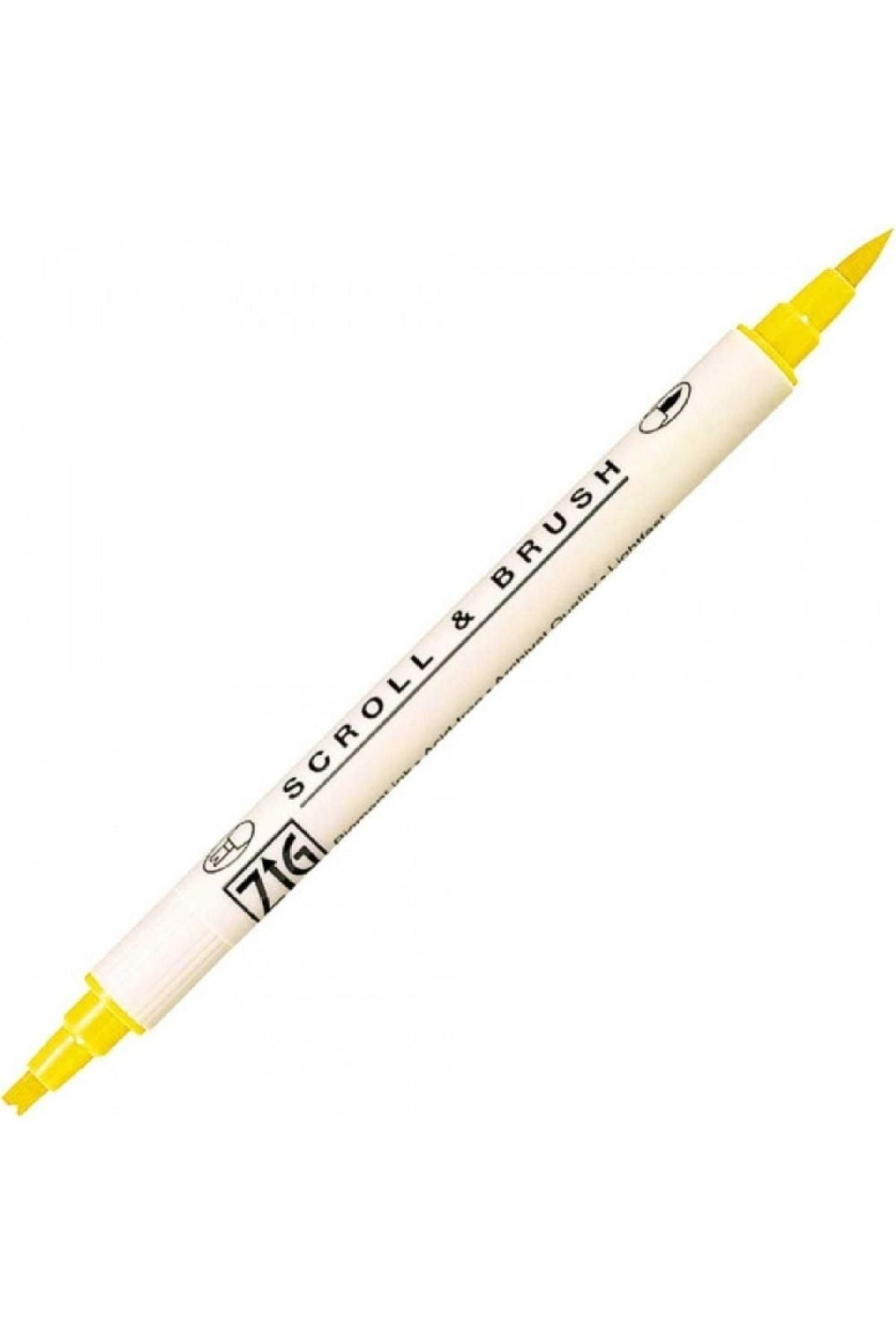 Zig Scroll Brush Pen Çift Çizgi Kaligrafi Kalemi Pure Yellow 050