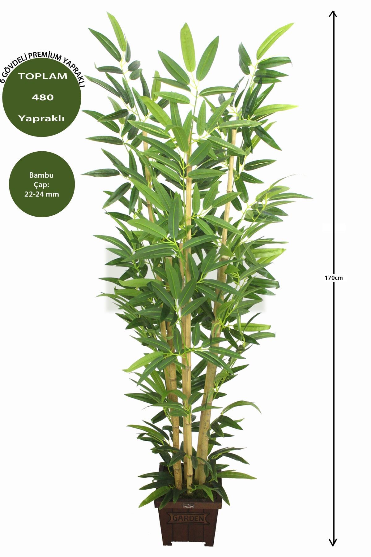 Yapay Çiçek Deposu Yapay Bambu Ağacı Premium Kalite 170cm 6 Gövdeli