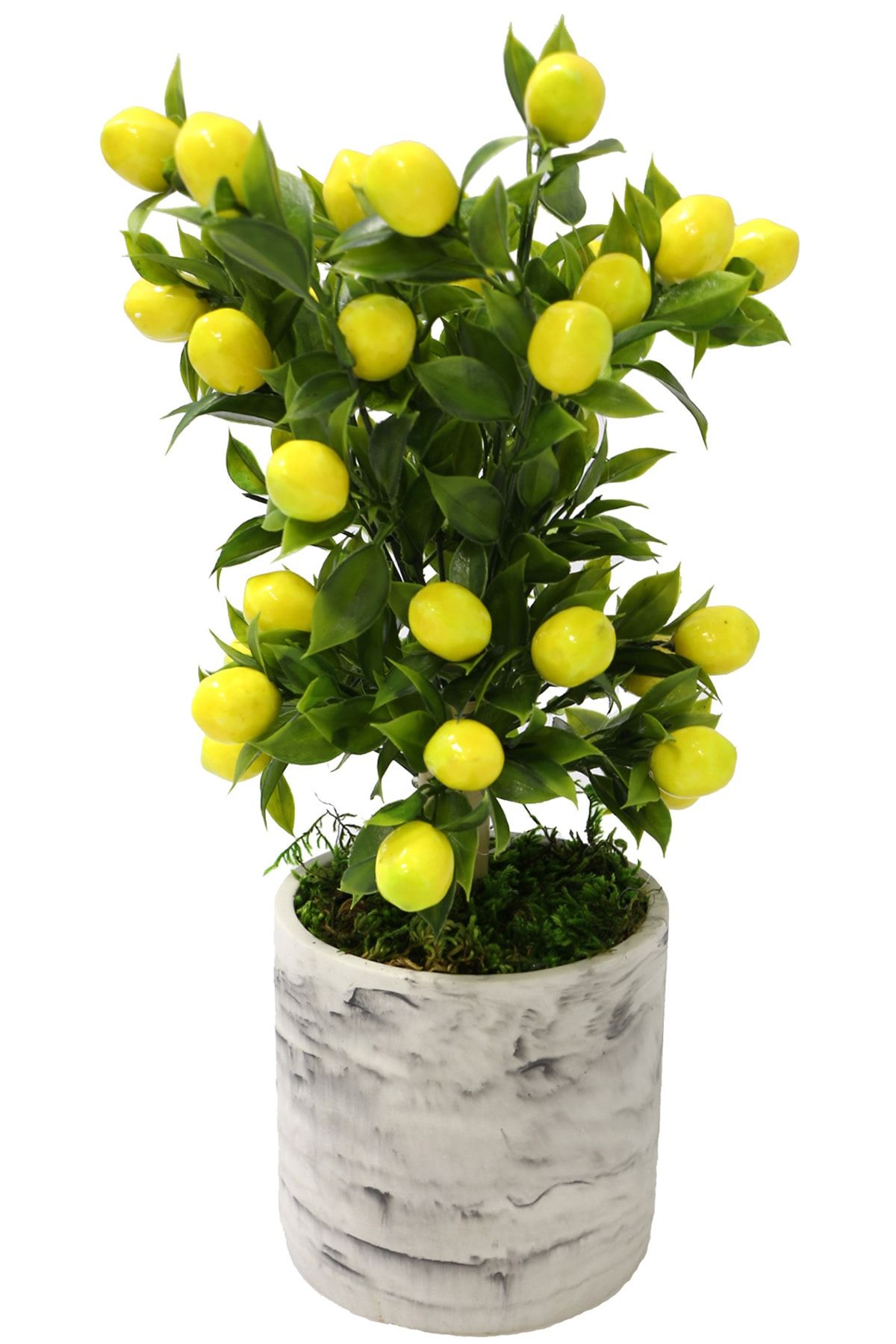 Yapay Çiçek Deposu Handmade Beton Saksıda Yapay Limon Ağacı Uzun Model 40cm