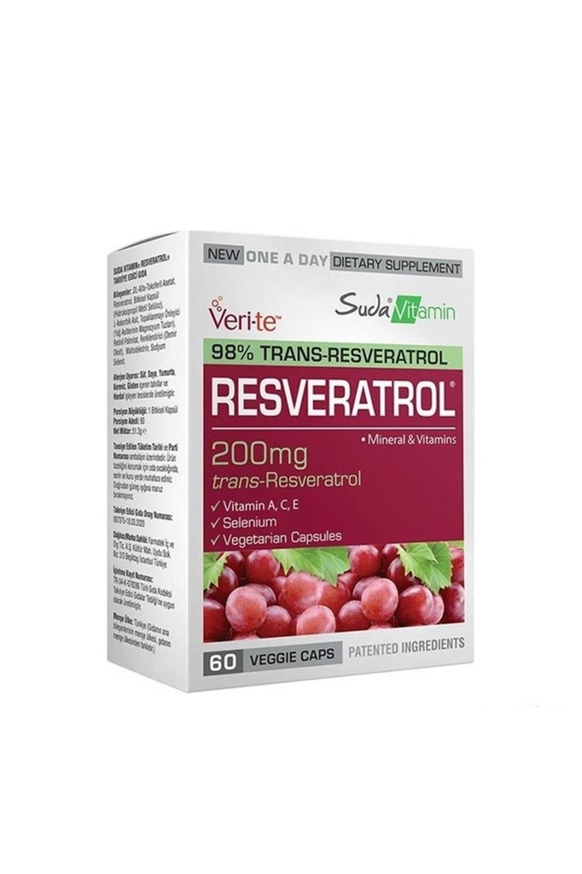 Suda Vitamin S Resveratrol Bitkisel Takviye Edici Gıda 60 Kapsül