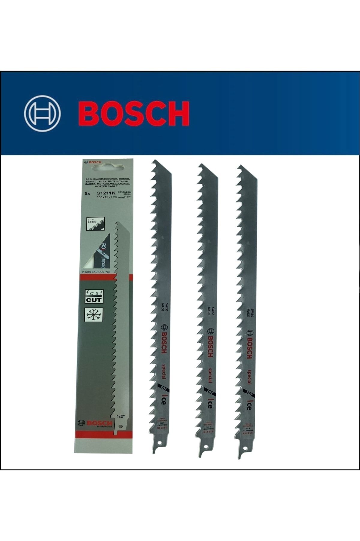 Bosch - Tilki Kuyruğu Bıçağı S 1211 K - 3 Buz Ve Kemik Kesme 2 608 652 900 3'lü Paket
