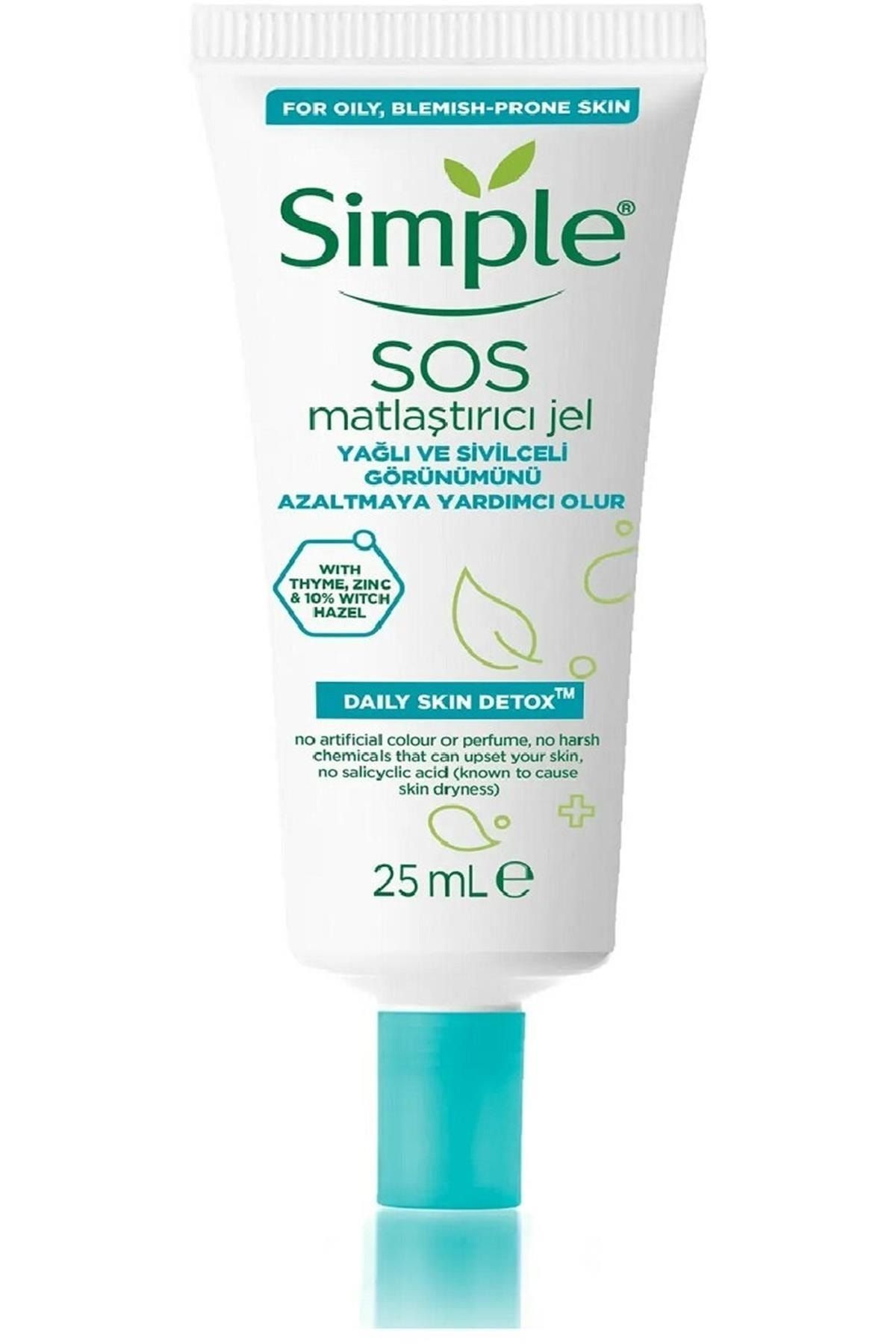 Simple Daily Skin Detox Sos Yağlı/karma Ciltler Için Sos Sivilce Jeli Matlaştırıcı Jel_25 Ml.,