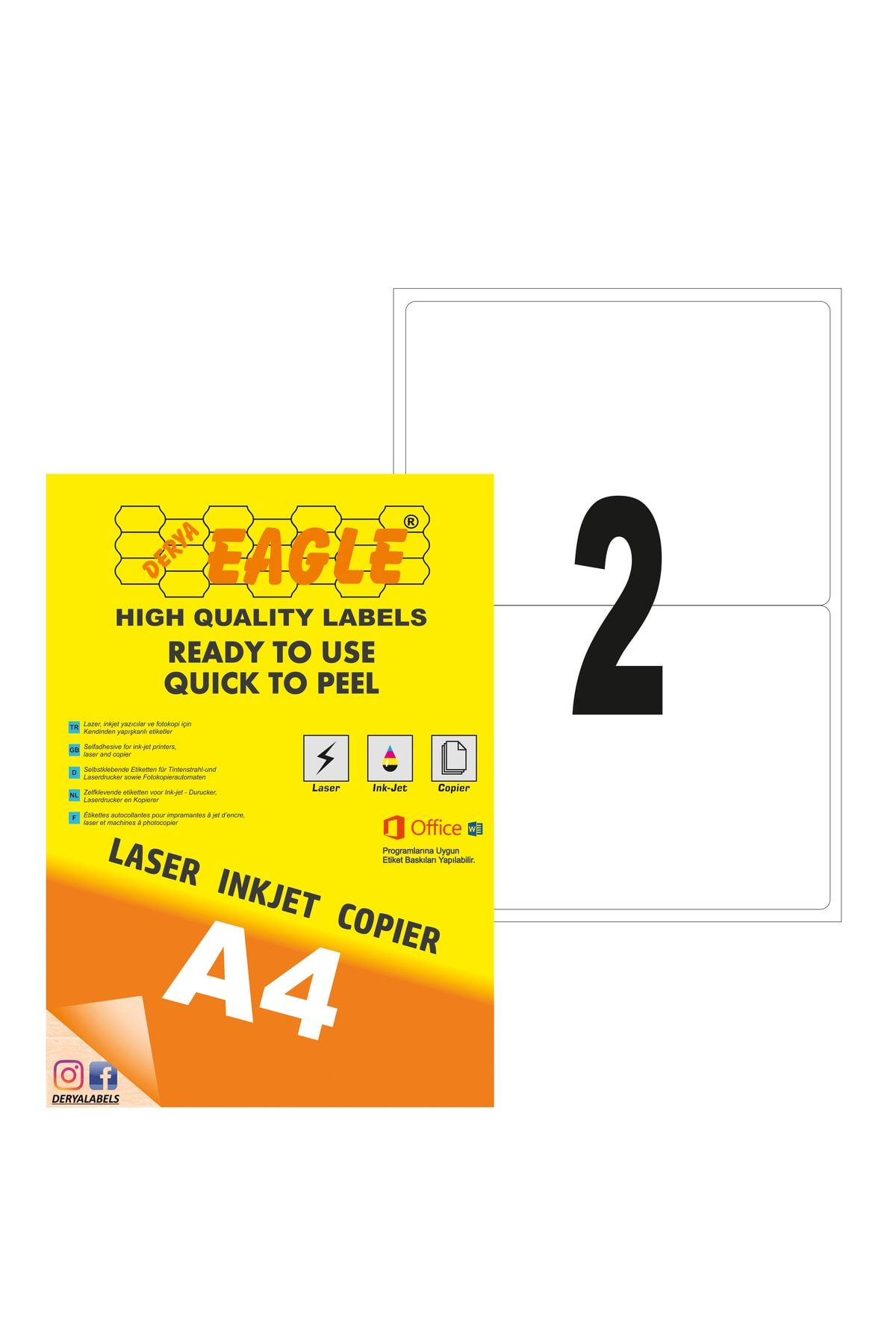 Derya Eagle Ac4002 199,6x143,5mm Laser/lazer A4 Kendinden Yapışkanlı Etiket