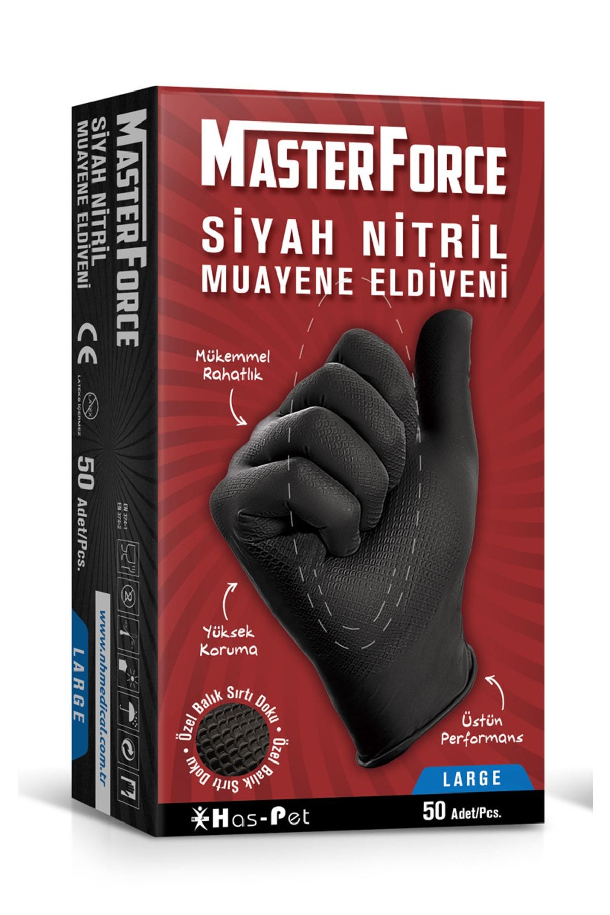Has-Pet Haspet Masterforce Nitril Siyah Eldiven 50 Adet