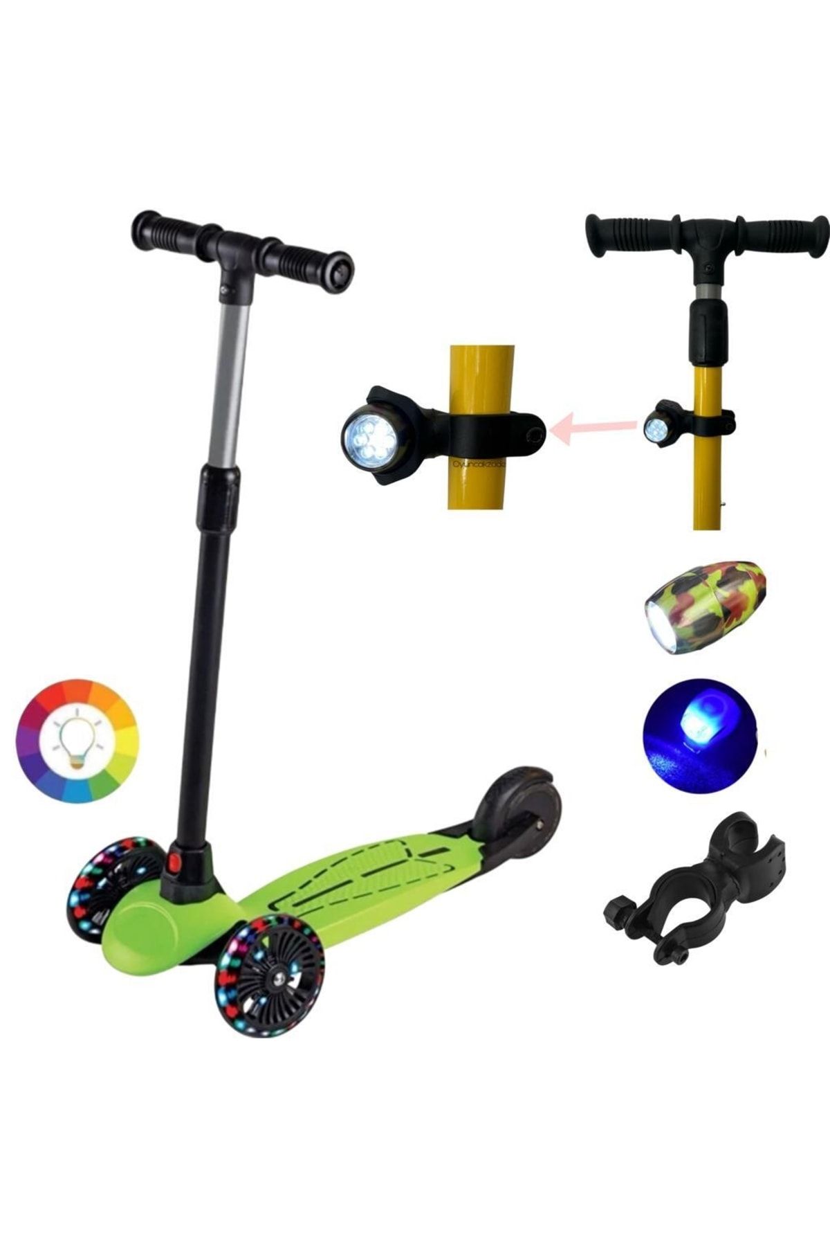 Furkan Toys 3 Tekerlekli Frenli Led Işıklı Boy Ayarlanabilir Çocuk Scooter