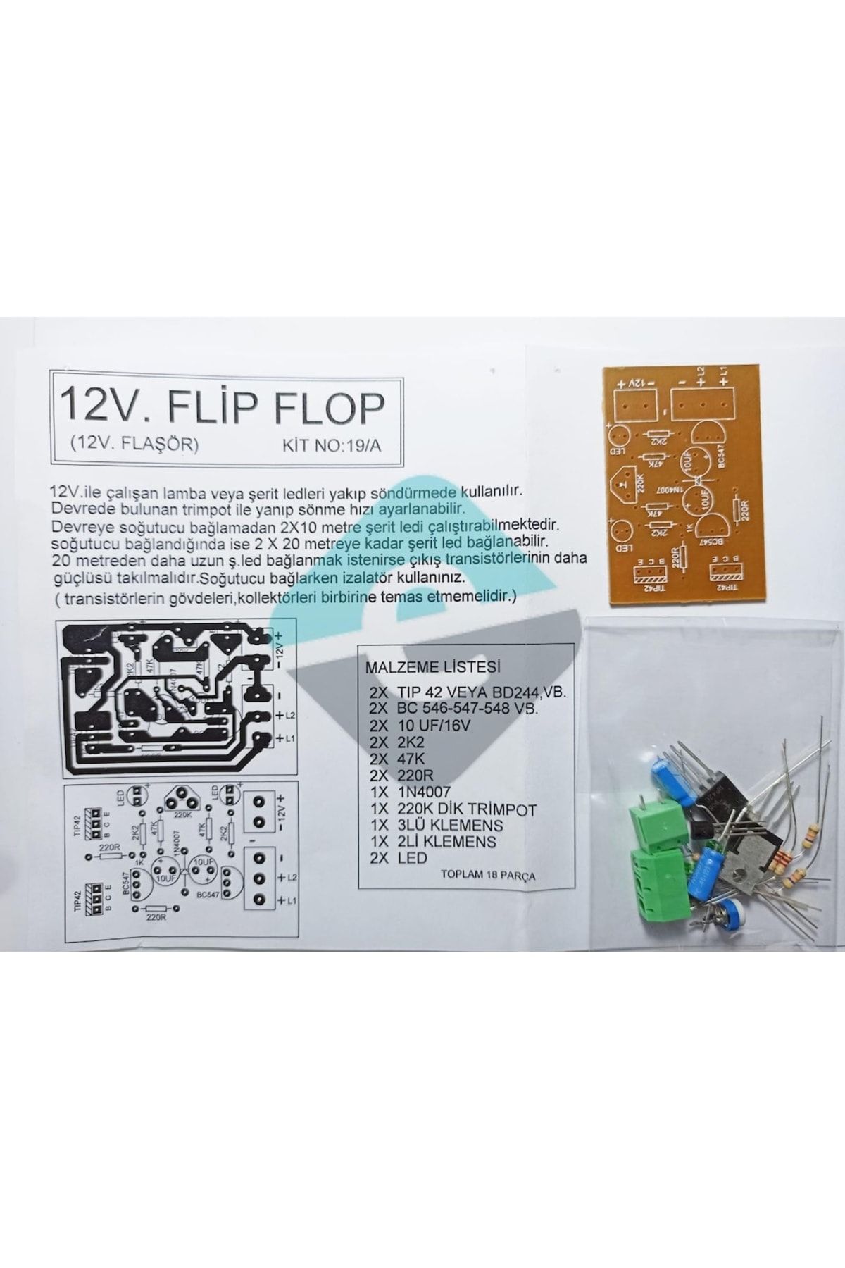 Genel Markalar 12v Flip Flop Devresi Şerit Ledler Için Demonte Kit Kendin Yap