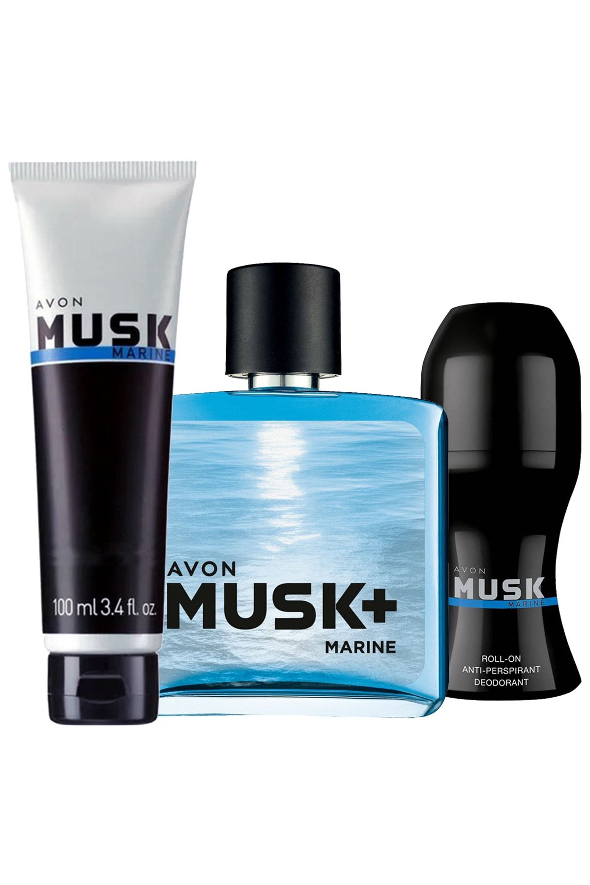 Avon Musk Marine Erkek Parfüm Tıraş Sonrası Jel Ve Rollon Paketi