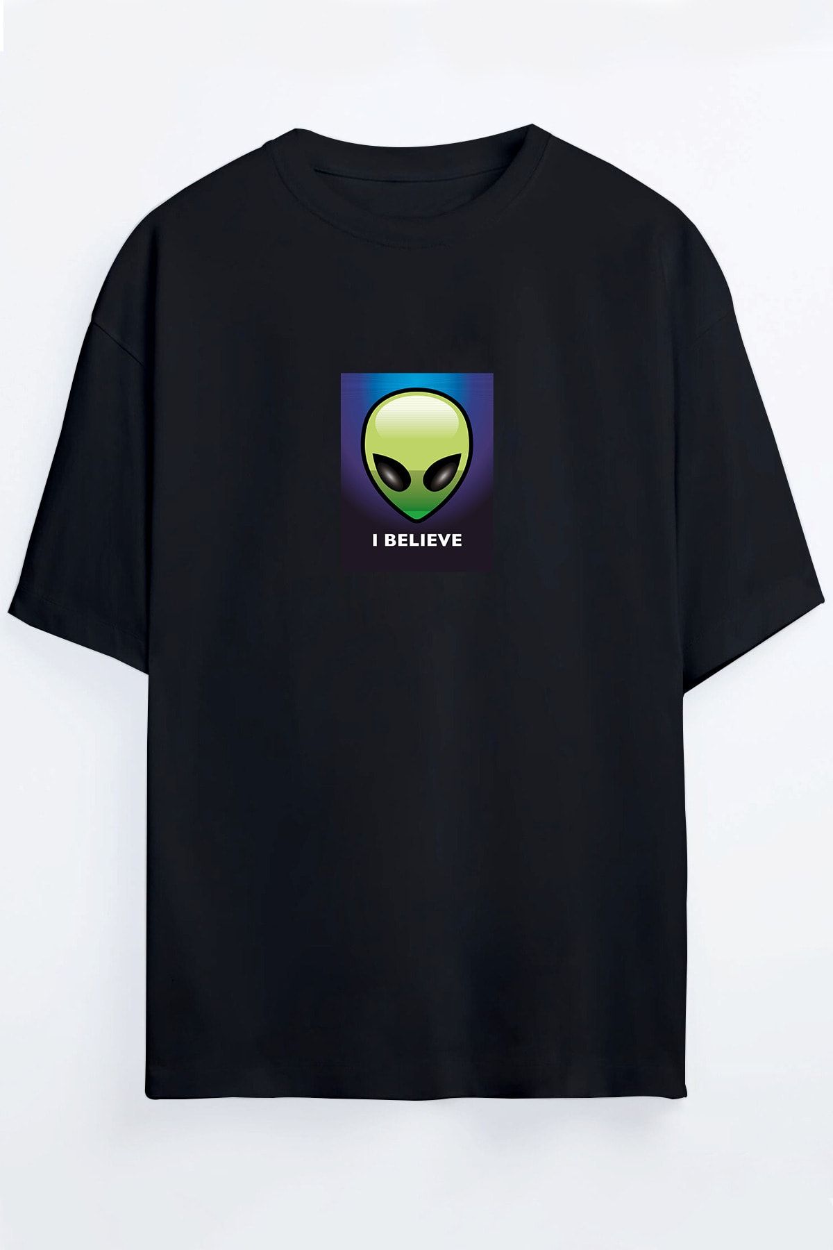 Kozmik Tapestry Uzaylı Baskılı Oversize Unisex T-shirt