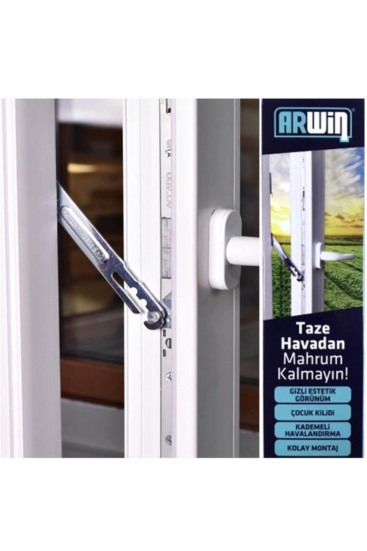 EYM Arwin Sağ Açılım Kapı Pencere Kademeli Havalandırma Kolu Pvc Emniyet Kilidi