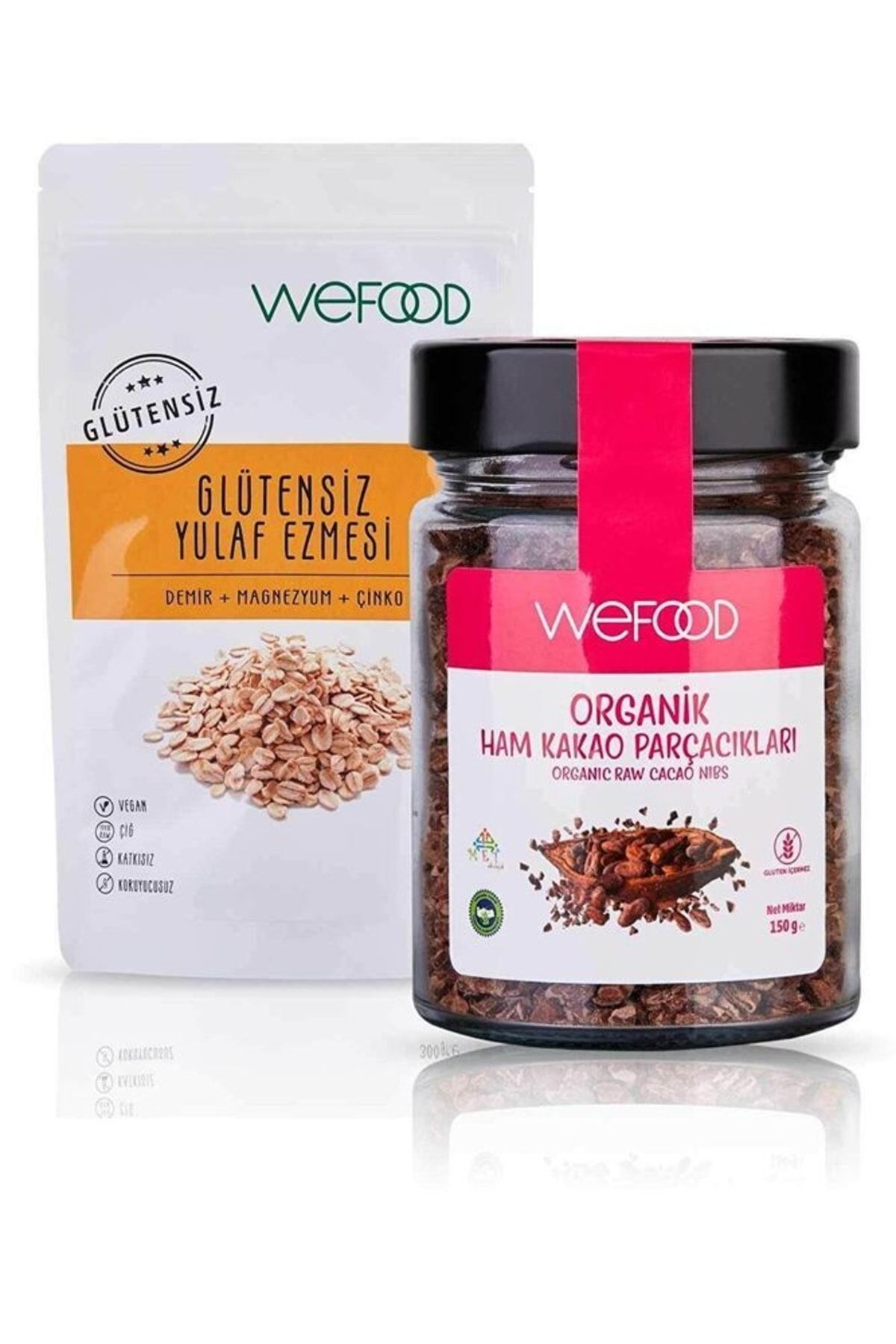 Wefood Glütensiz Yulaf Ezmesi 300 Gr + Organik Ham Kakao Parçacıkları 150 Gr Avantaj Seti