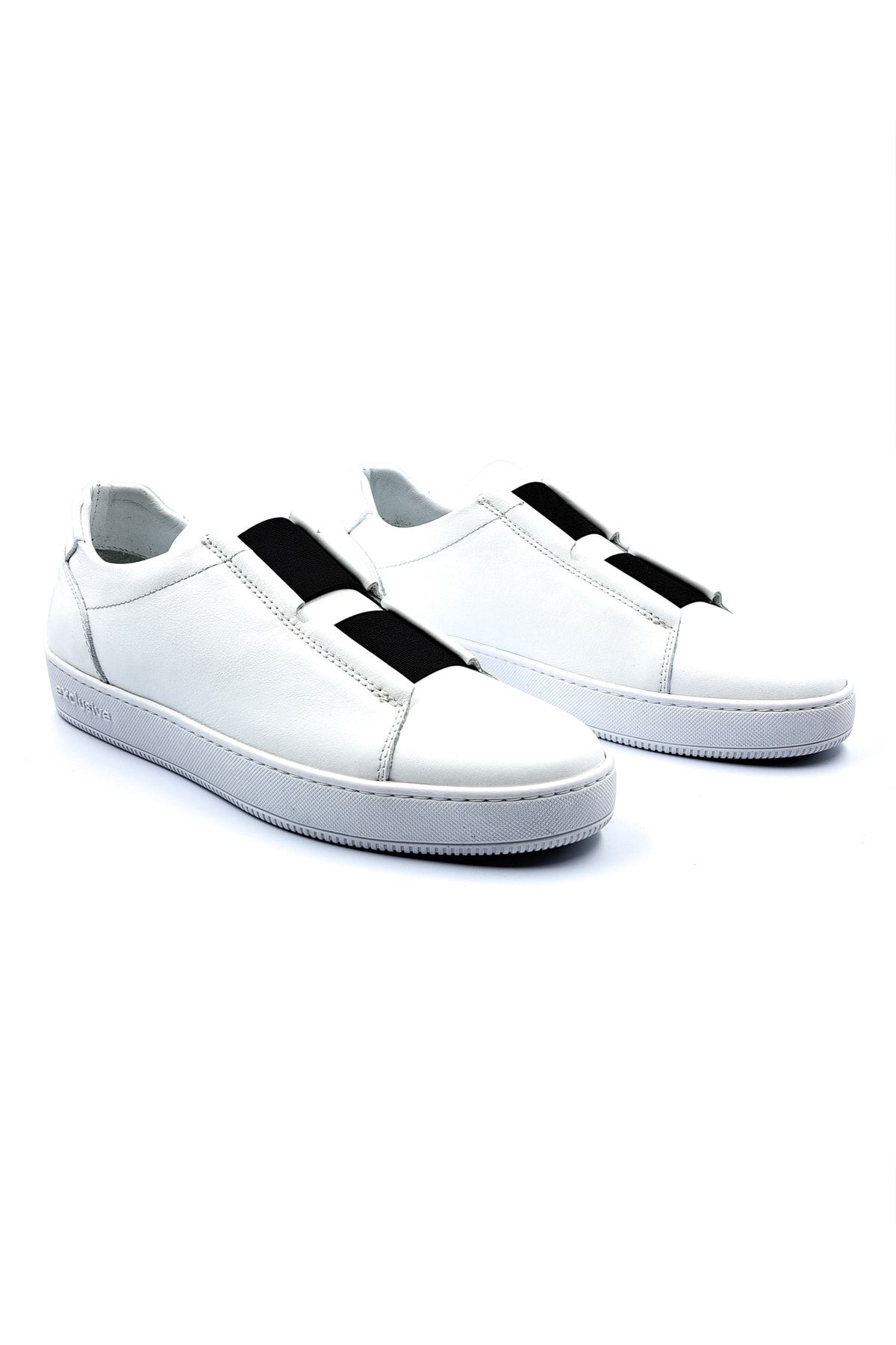 Friendly Hakiki Deri Bağcıksız Lastikli Erkek Beyaz Günlük Ayakkabı