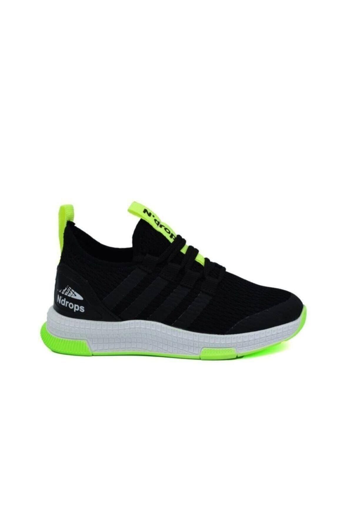 N Drops Unisex Çocuk Siyah Sarı Spor Ayakkabı