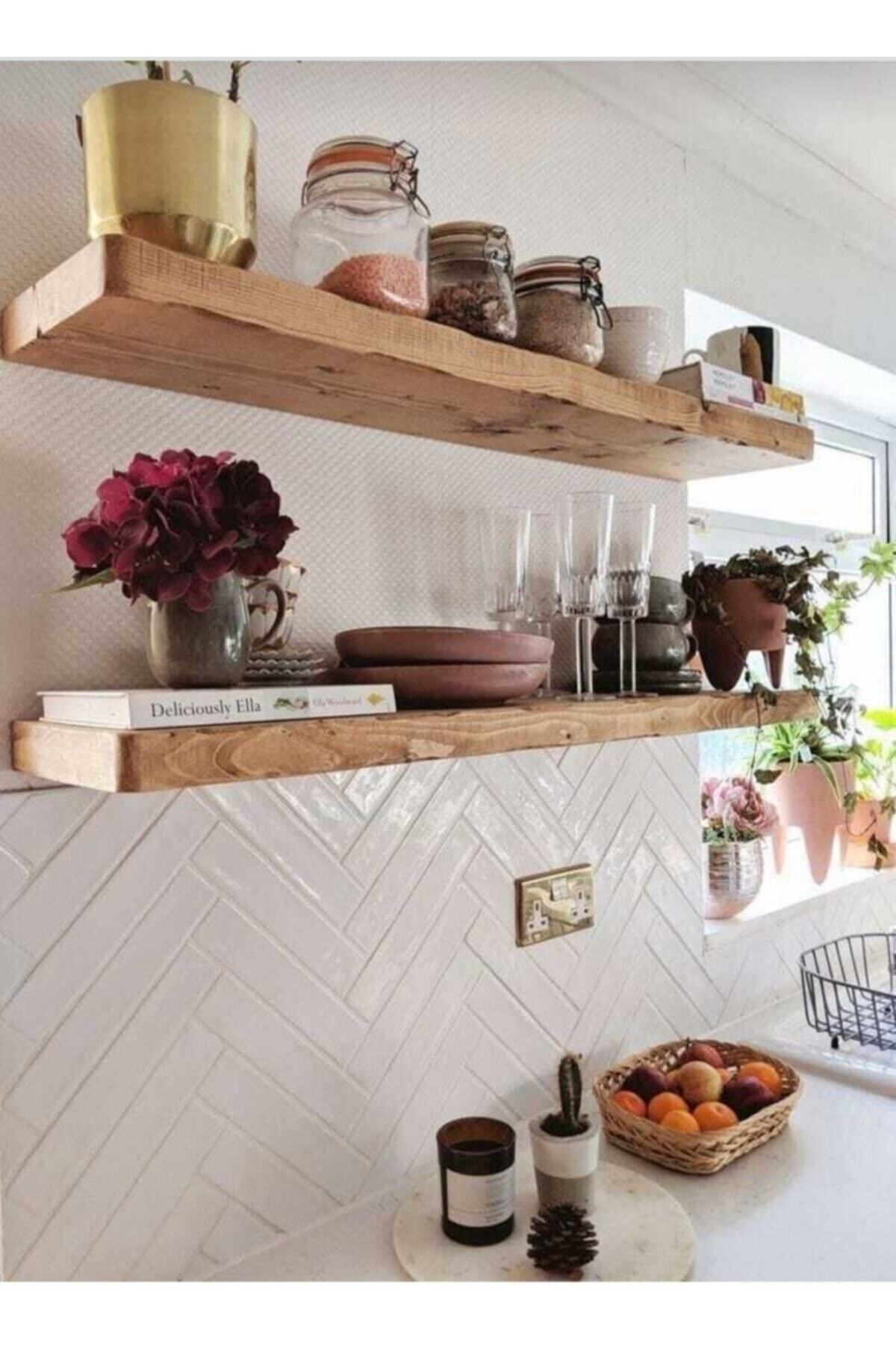 GirayDesign 20x90 Cm 2�li Ahşap Duvar Rafı Gizli Bağlantılı Mutfak GirayDesign 20x90 Cm 2�li Ahşap Duvar Rafı Gizli Bağlantılı Mutfak