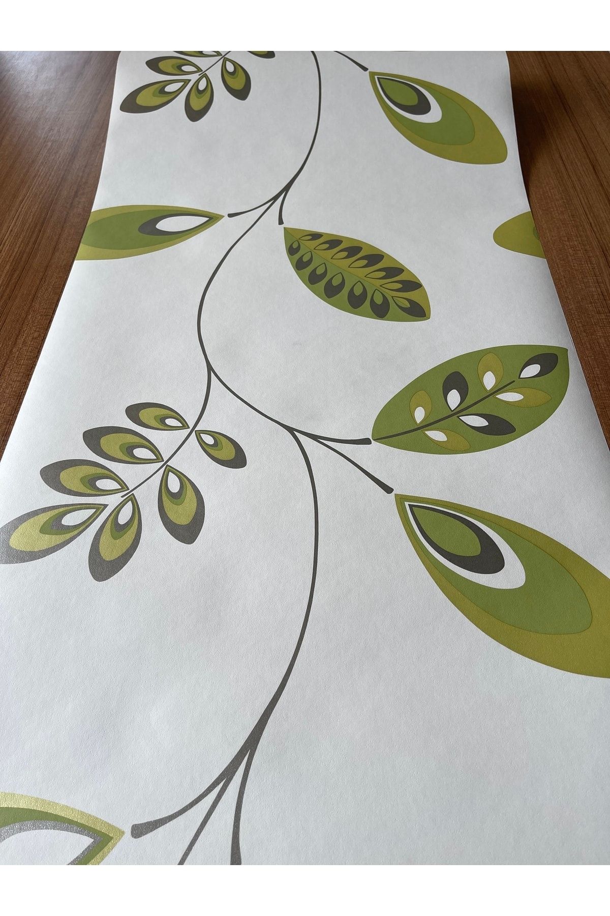BAŞYAPI DİZAYN Yeşil Yaprak Desenli Ithal Duvar Kağıdı (5m²)
