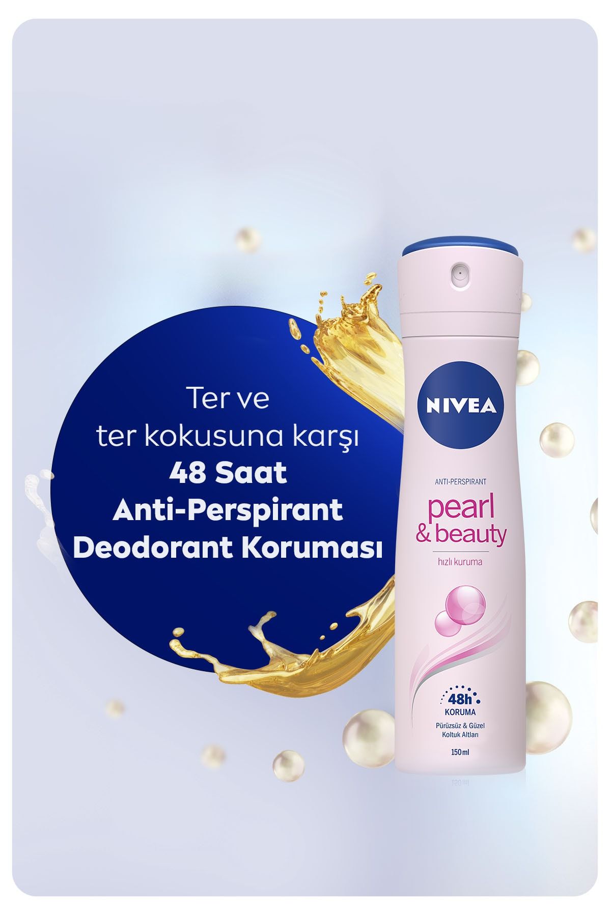 Kadın Sprey Deodorant Pearl & Beauty 150ml,48 Saat Anti-perspirant Koruma_1