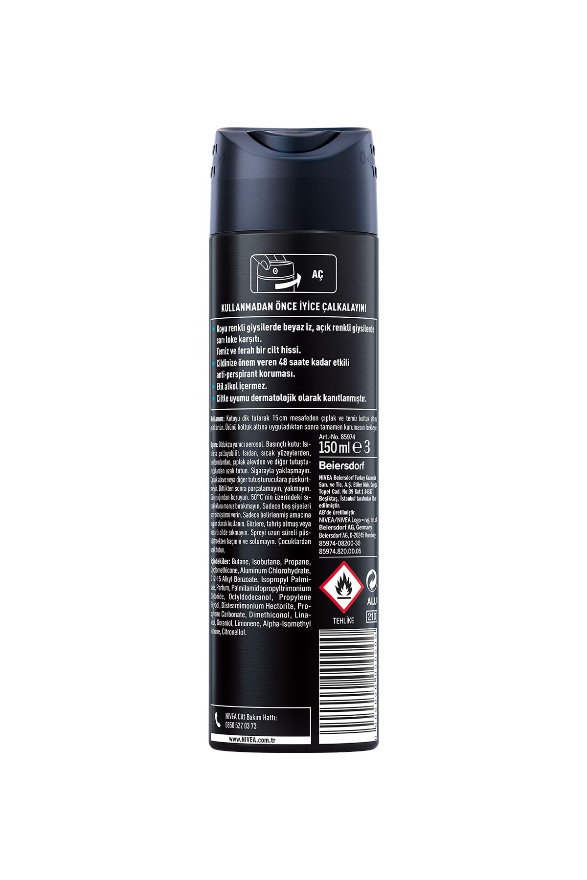 Men Erkek Sprey Deodorant Black&white Invisible Fresh 150ml,48 Saat Anti-perspirant Koruma_5