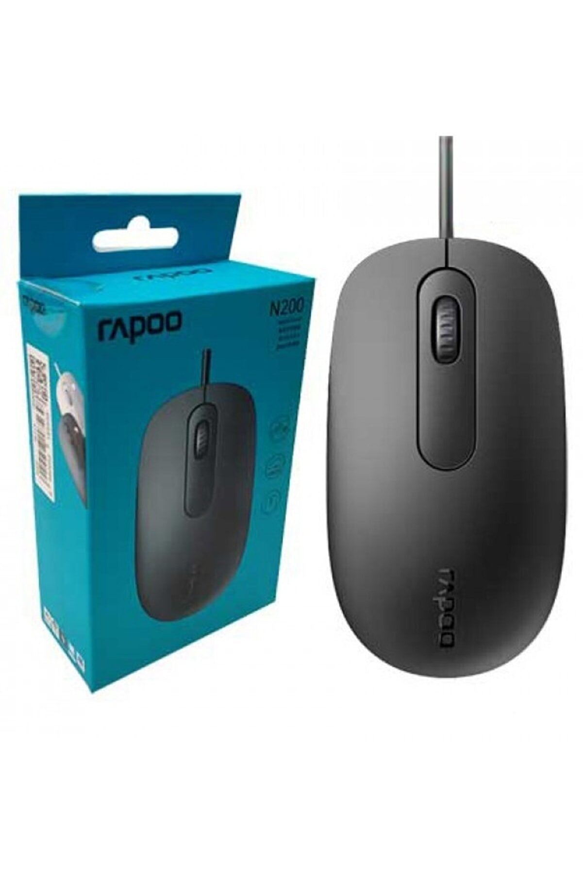 Rapoo N200 1600dpı Her Iki El Ile Kullanılabilir Usb Siyah Mouse