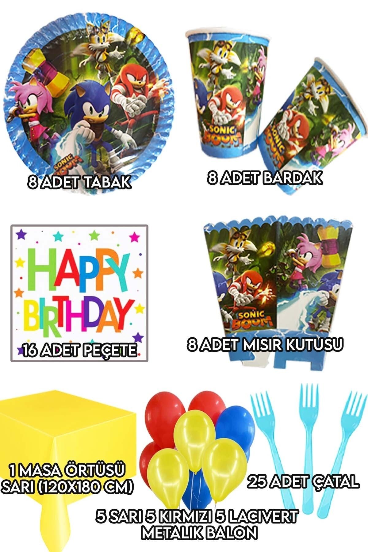 8 Kişilik Sonic Boom Doğum Parti Seti Süper Sonik Konsept_0