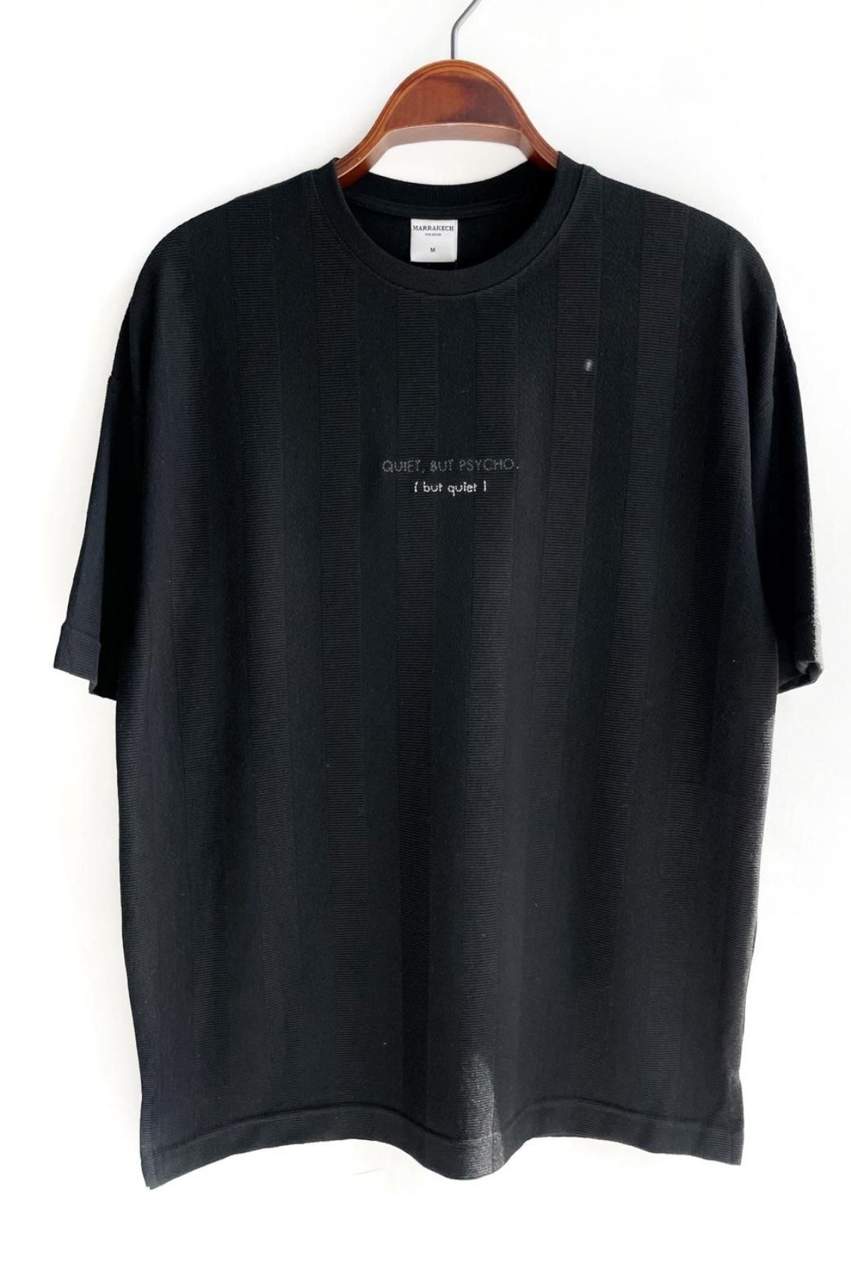 Karpefingo Erkek Quıet Nakışlı Siyah Oversize T-shirt