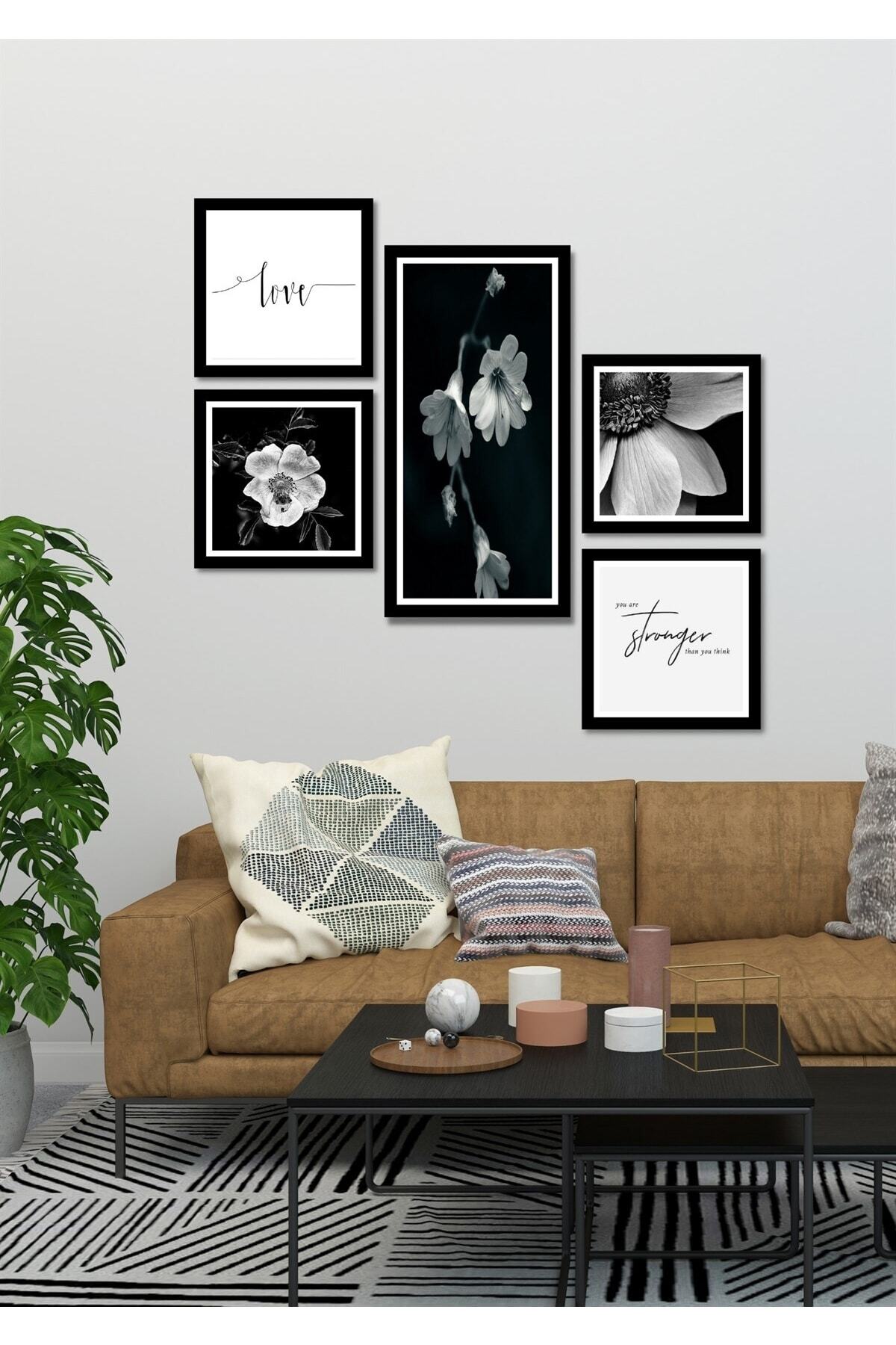 NT Handmade 5 Parça Ahşap Duvar Dekoru - You Are Stronger Tablo Seti