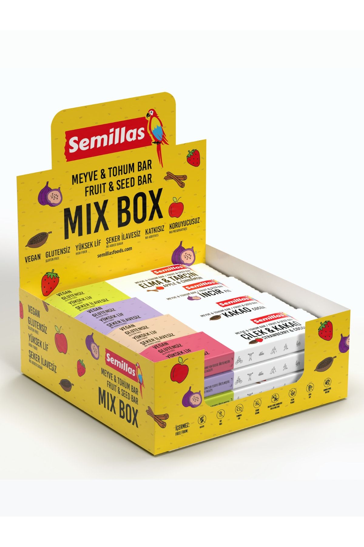 Semillas Mix Box Glütensiz Ve Besin Alerjisi Dostu Sağlıklı Atıştırmalık Meyve Bar 35gr. 12'li Karışık Paket.