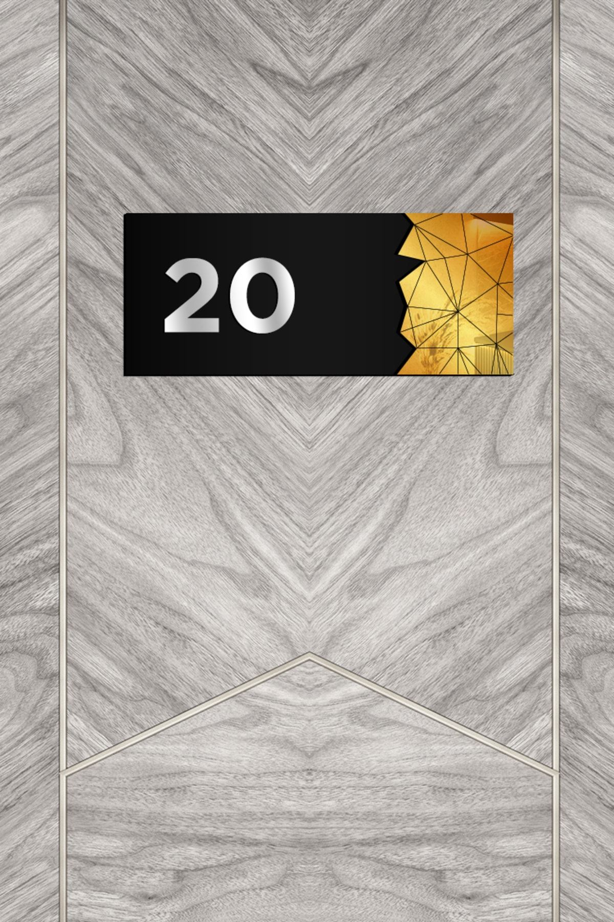 AHWALL WOODWORKING Dekoratif Aynalı Kapı Numarası Pleksi No: 20, Gold